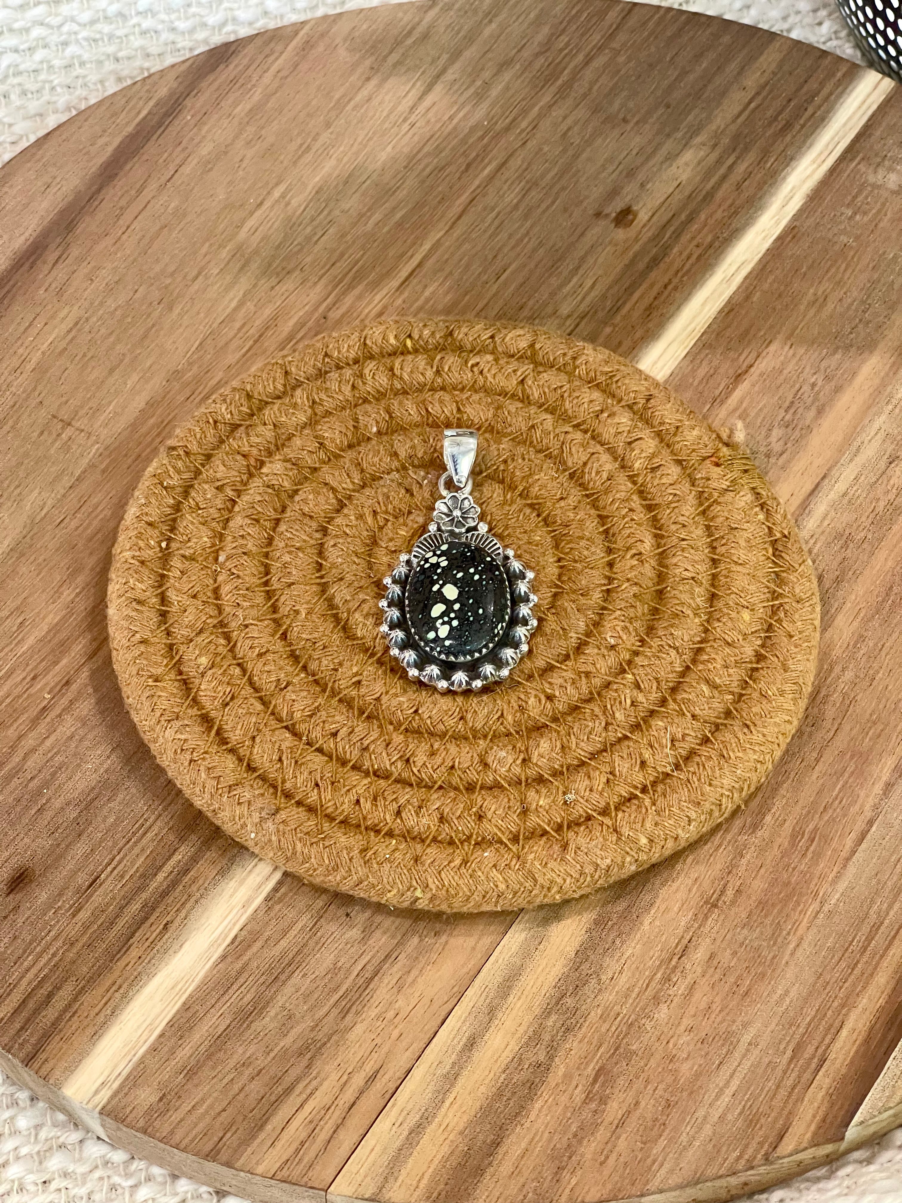 Beautiful Handmade Sterling Silver & New Lander Turquoise Pendant