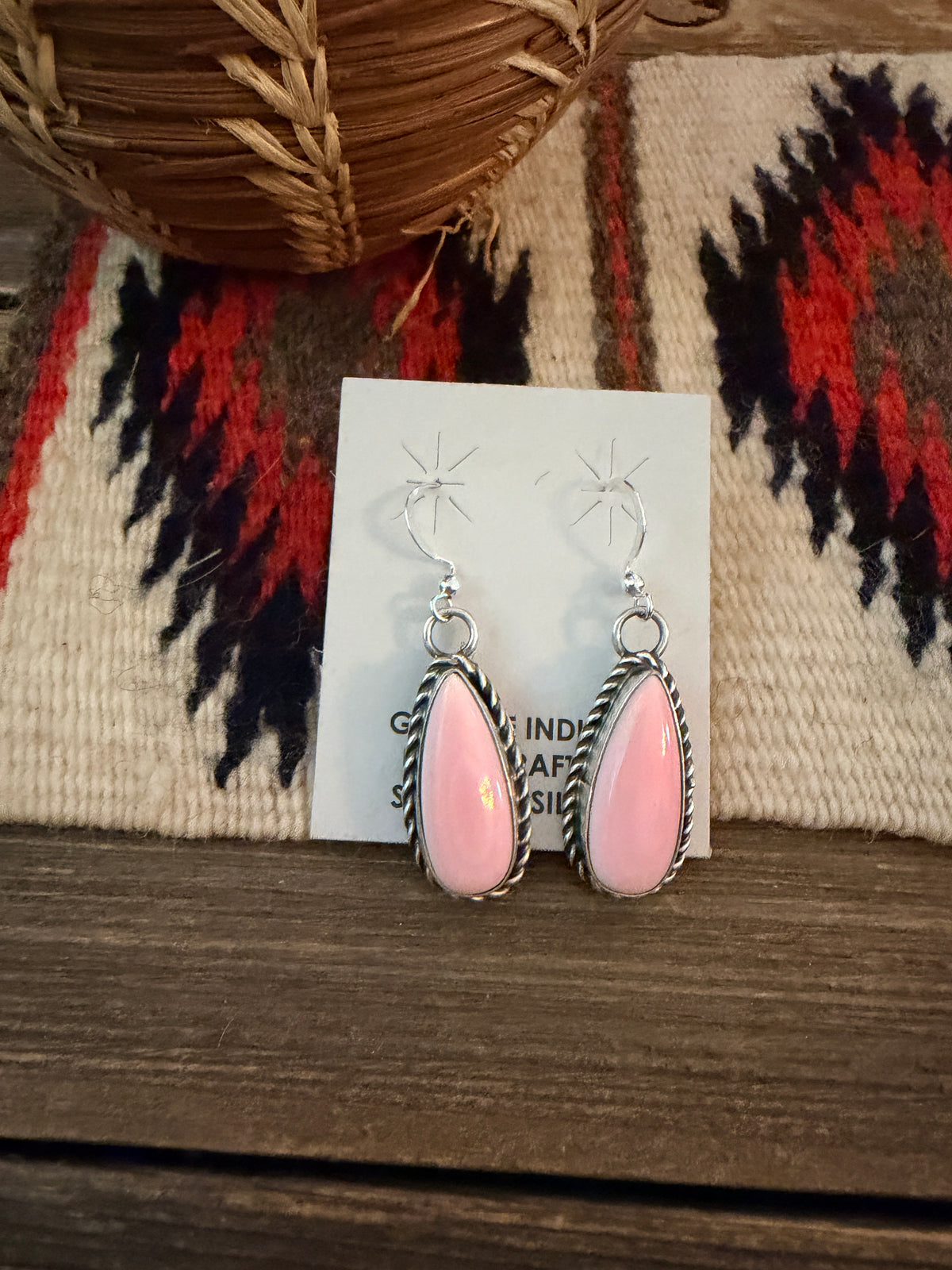 Handcrafted Queen Pink Conch & Sterling Silver Dangle Earrings