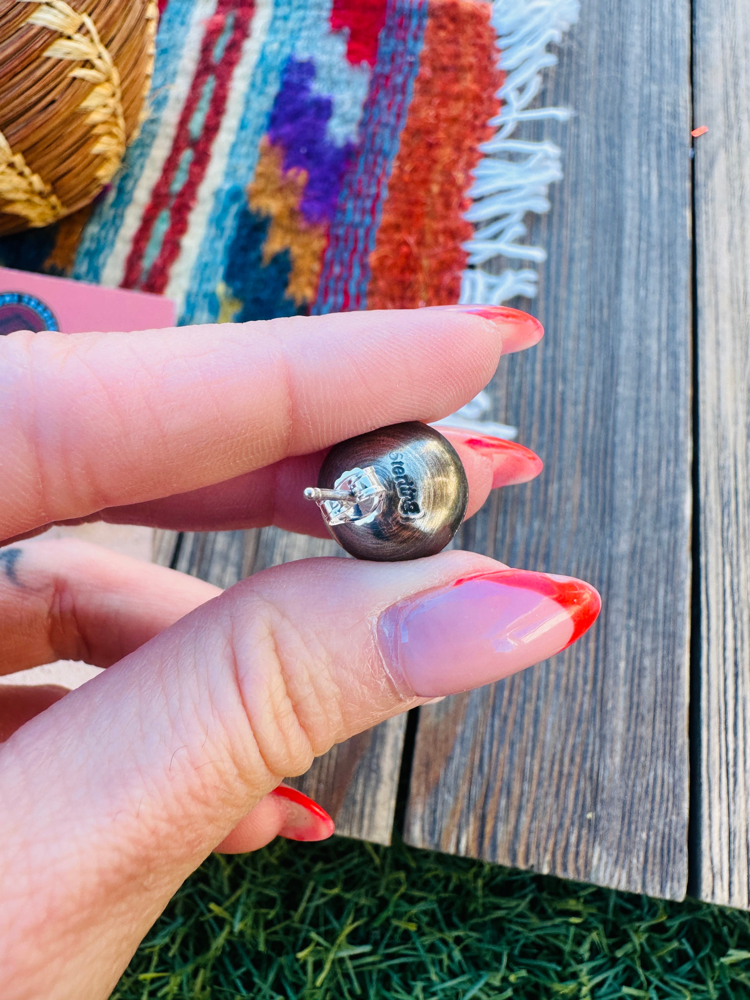 Handcrafted 12mm Sterling Silver Pearl Stud Earrings