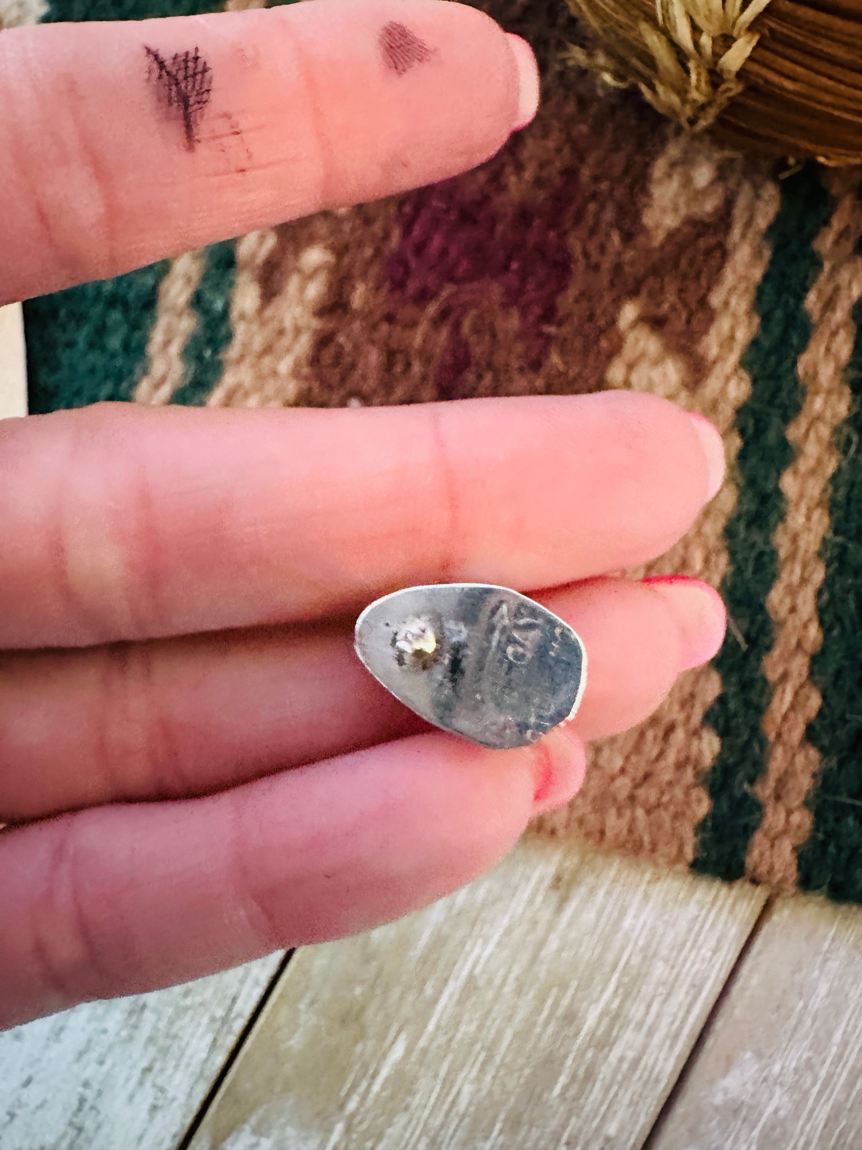 Handcrafted Sonoran Mountain Turquoise & Sterling Silver Teadrop Stud Earrings