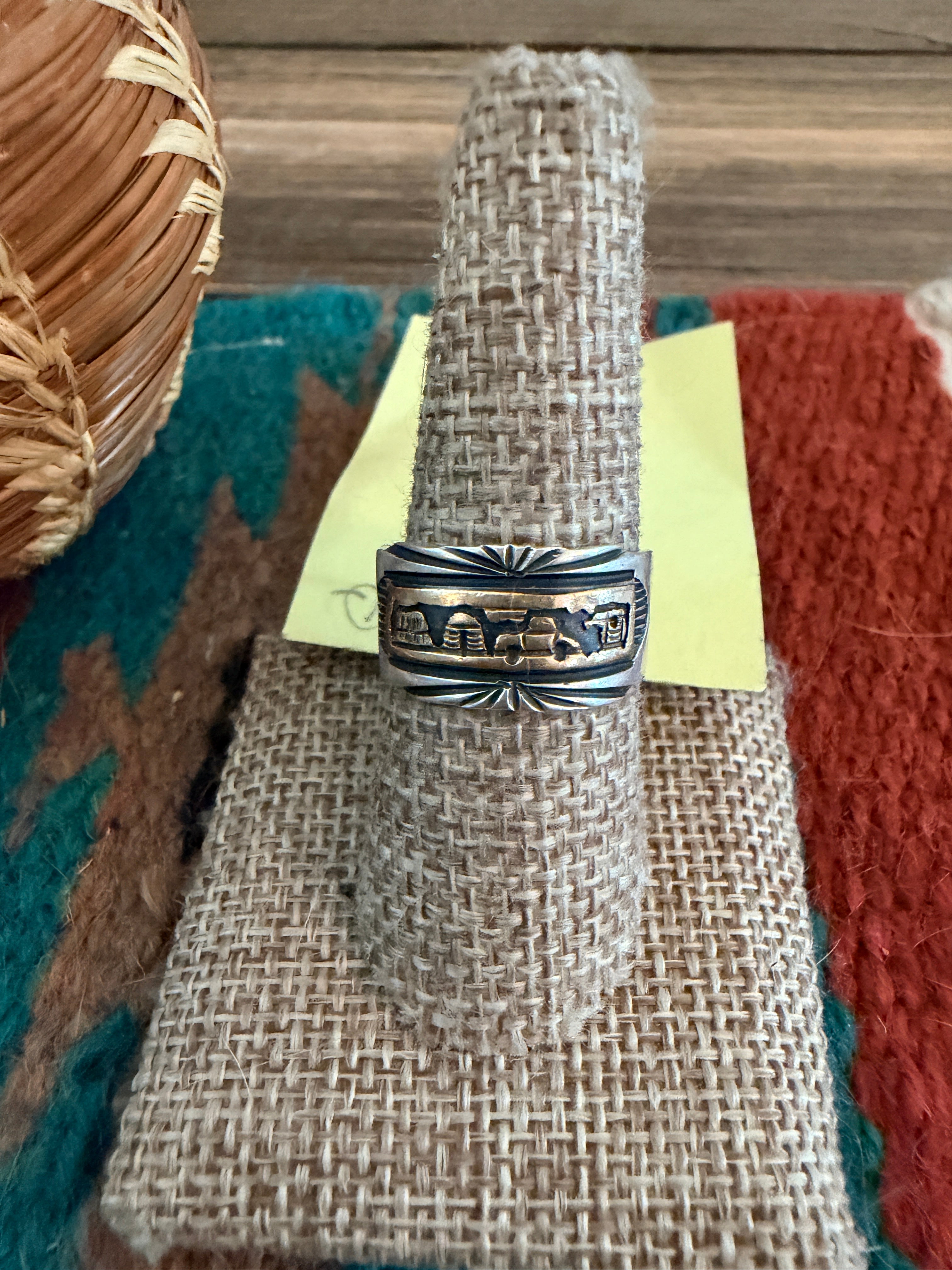Old Pawn Handcrafted Copper & Sterling Silver Storyteller Band Ring Size 9