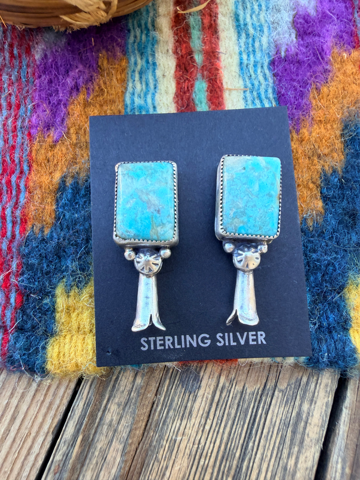Handcrafted Turquoise & Sterling Silver Blossom Post Earrings