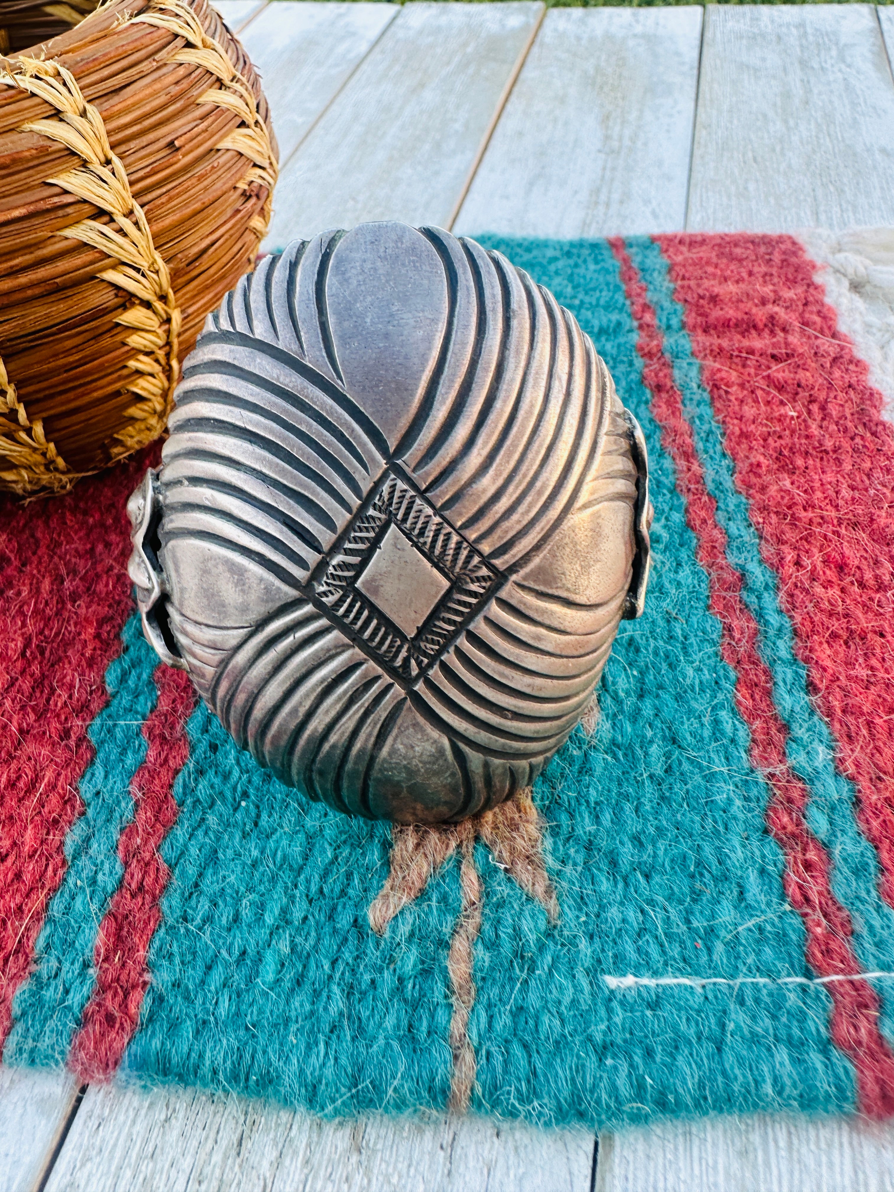 Handcrafted Old Pawn Sterling Silver Cuff Bracelet