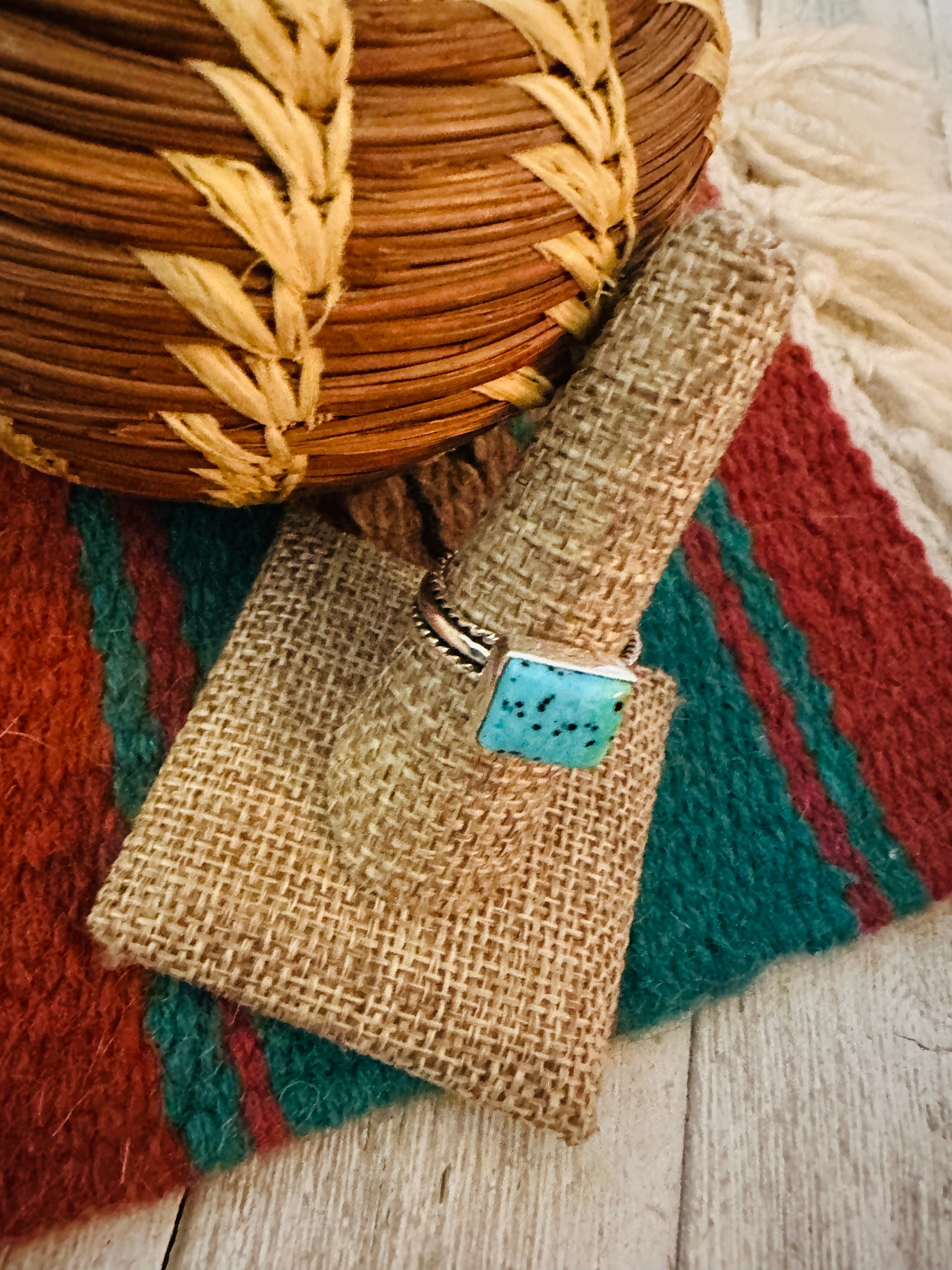 Handcrafted Sterling Silver & Turquoise Ring Size 9