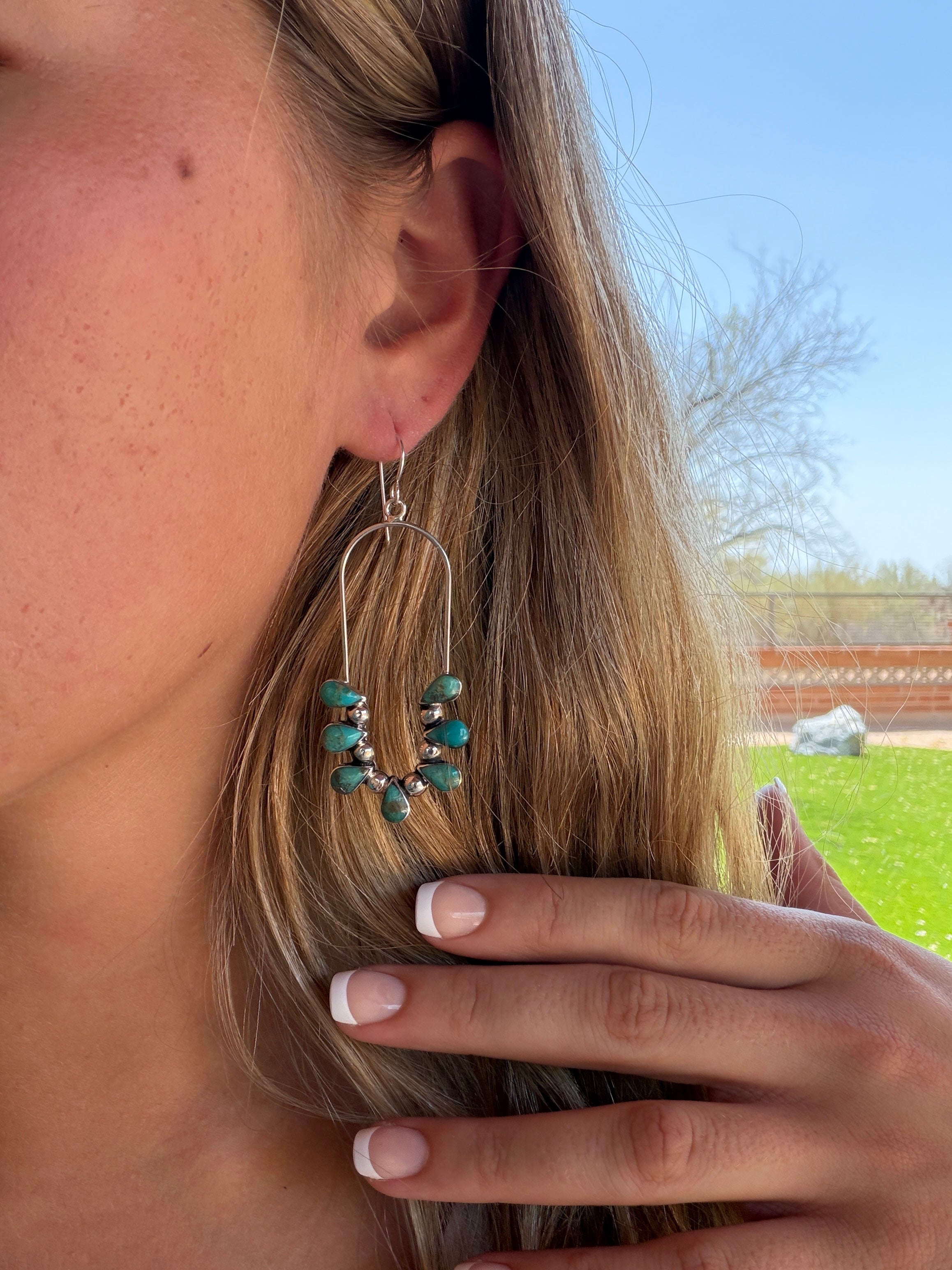 Handmade Turquoise & Sterling Silver Dangle Earrings