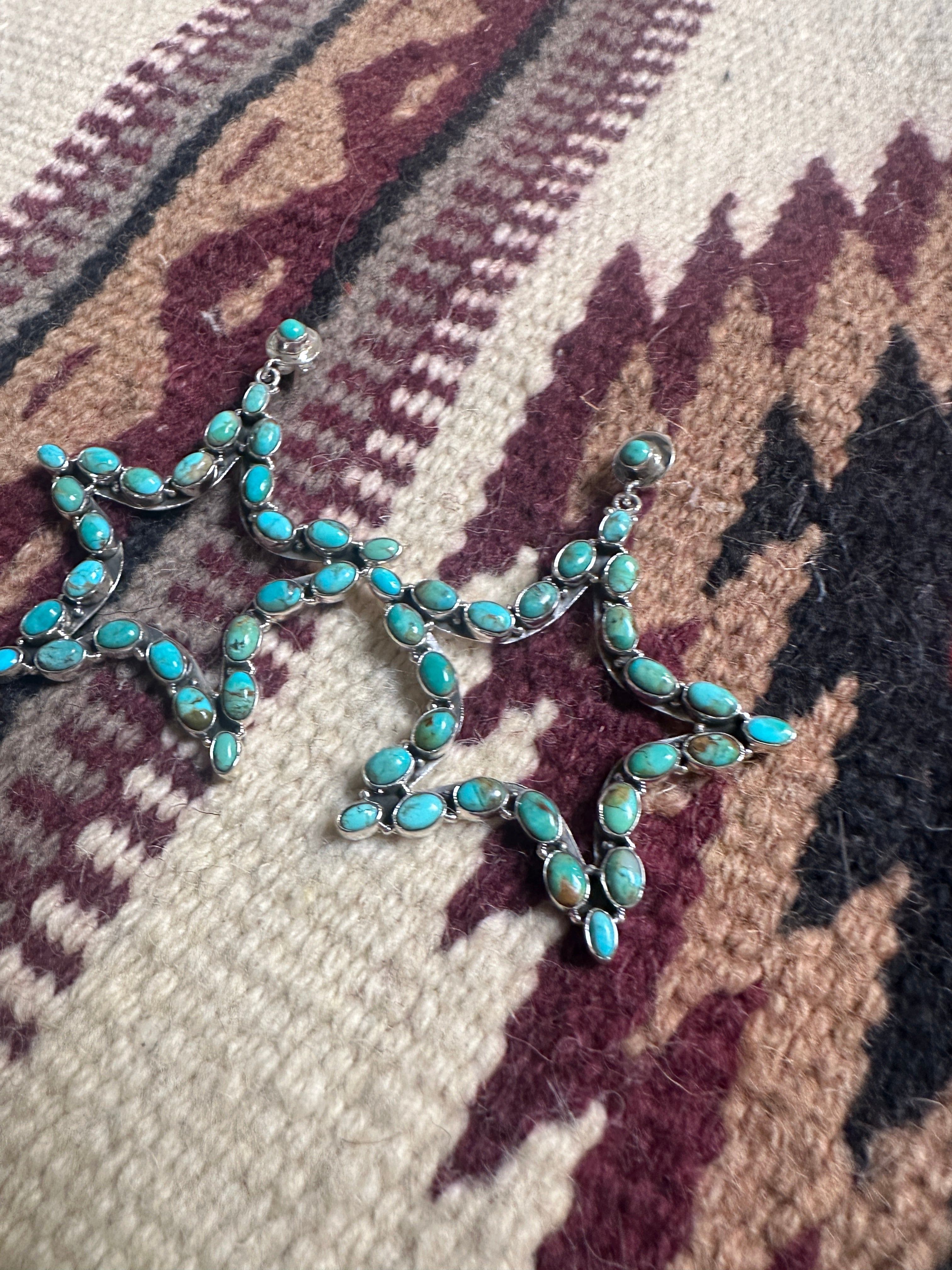 STARLIGHT Handmade Turquoise & Sterling Silver Star Dangle Earrings