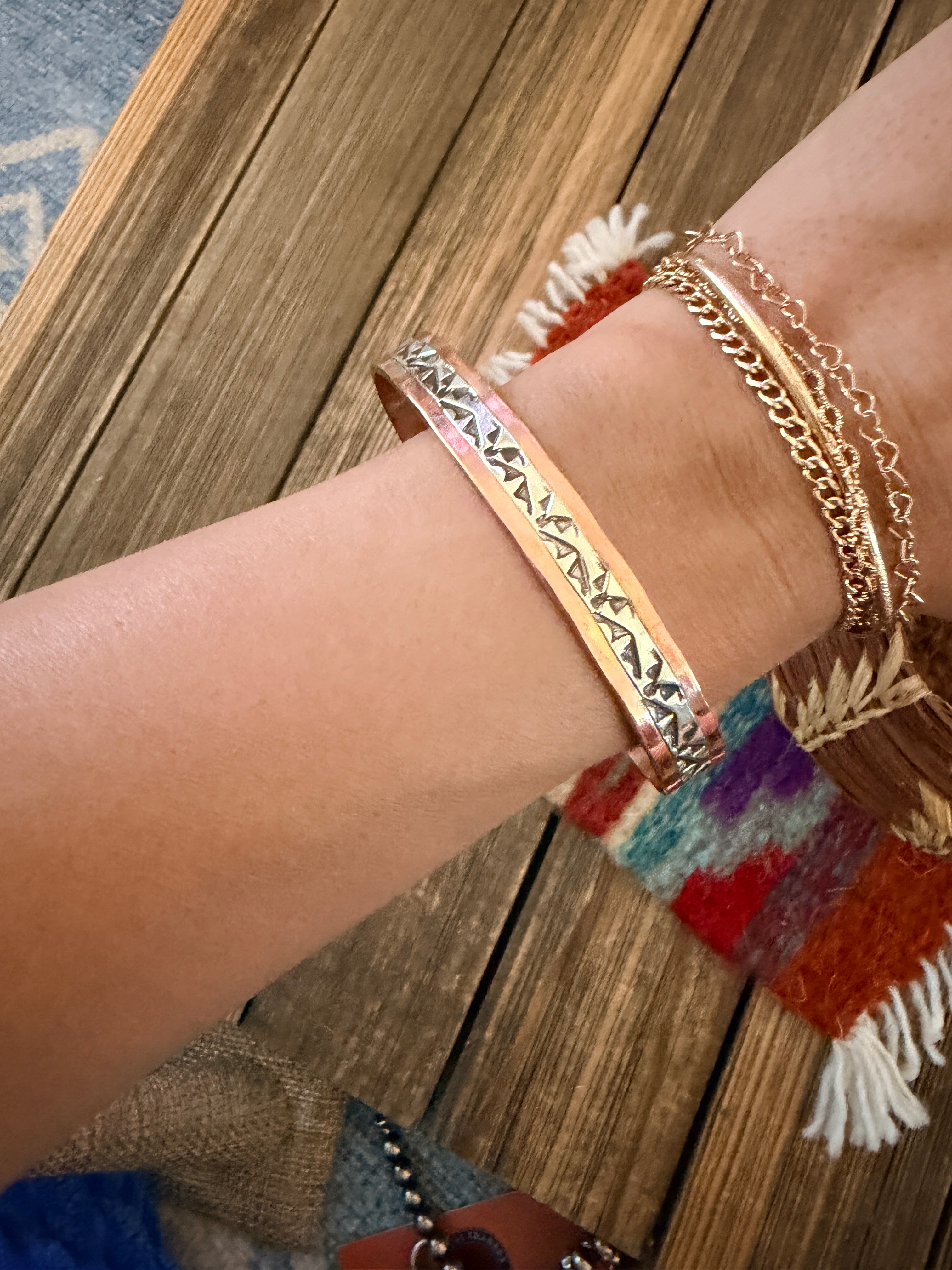 Handcrafted Copper & Sterling Silver Cuff Bracelet