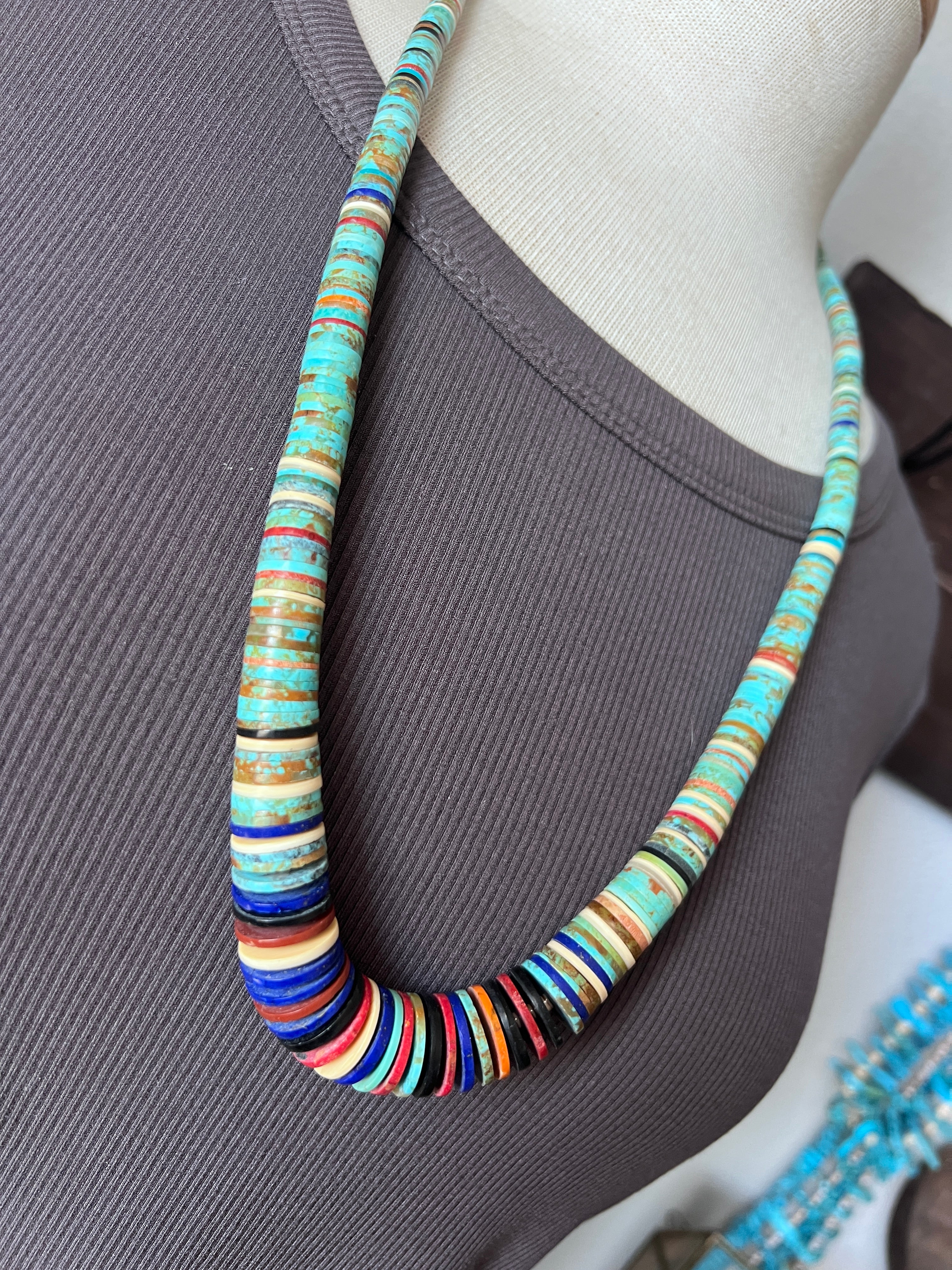 Ronald Chavez Handcrafted Multistone Heishi Beaded Santo Domingo Necklace