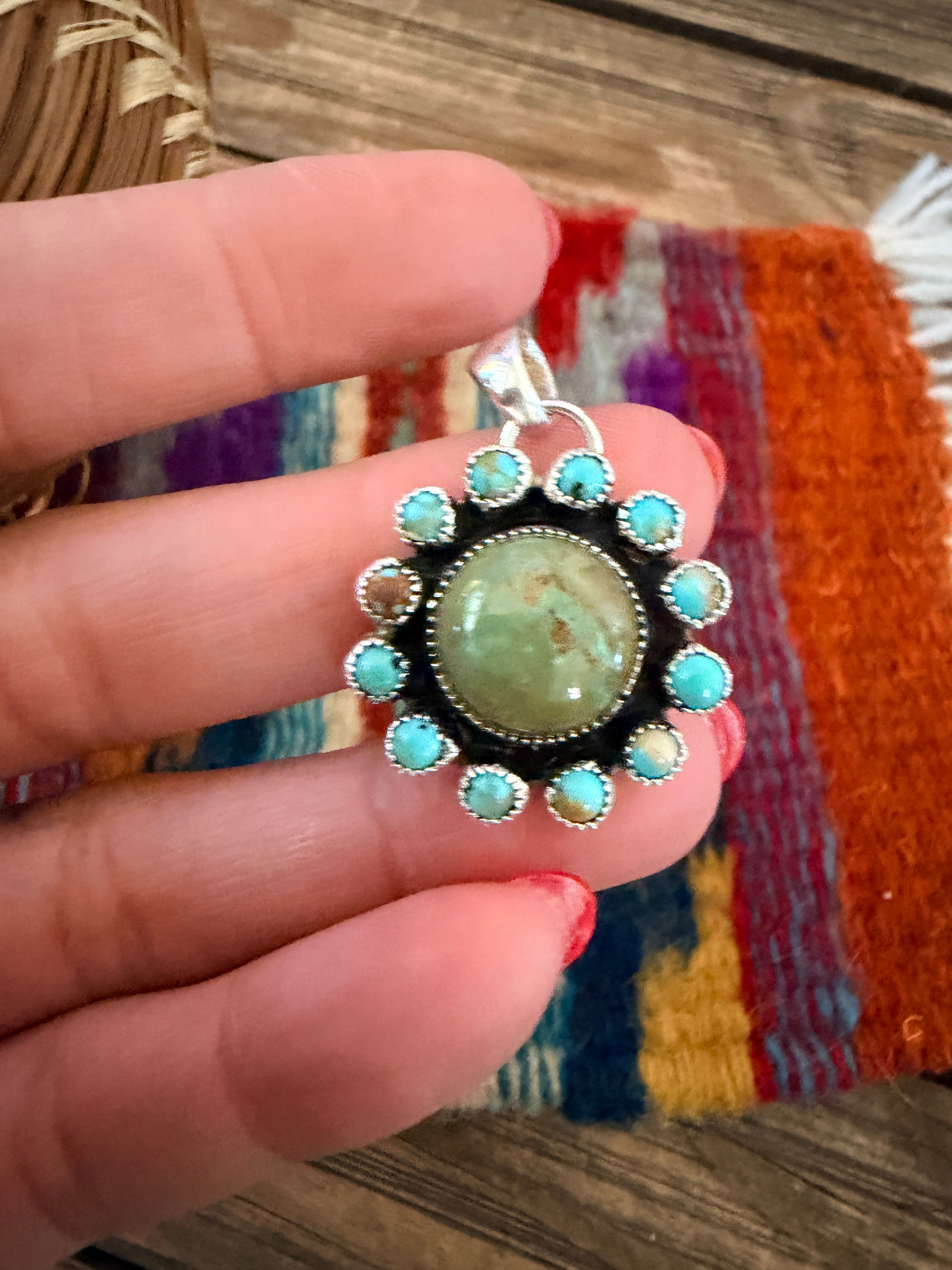 Handcrafted Sterling Silver & Turquoise Cluster Pendant