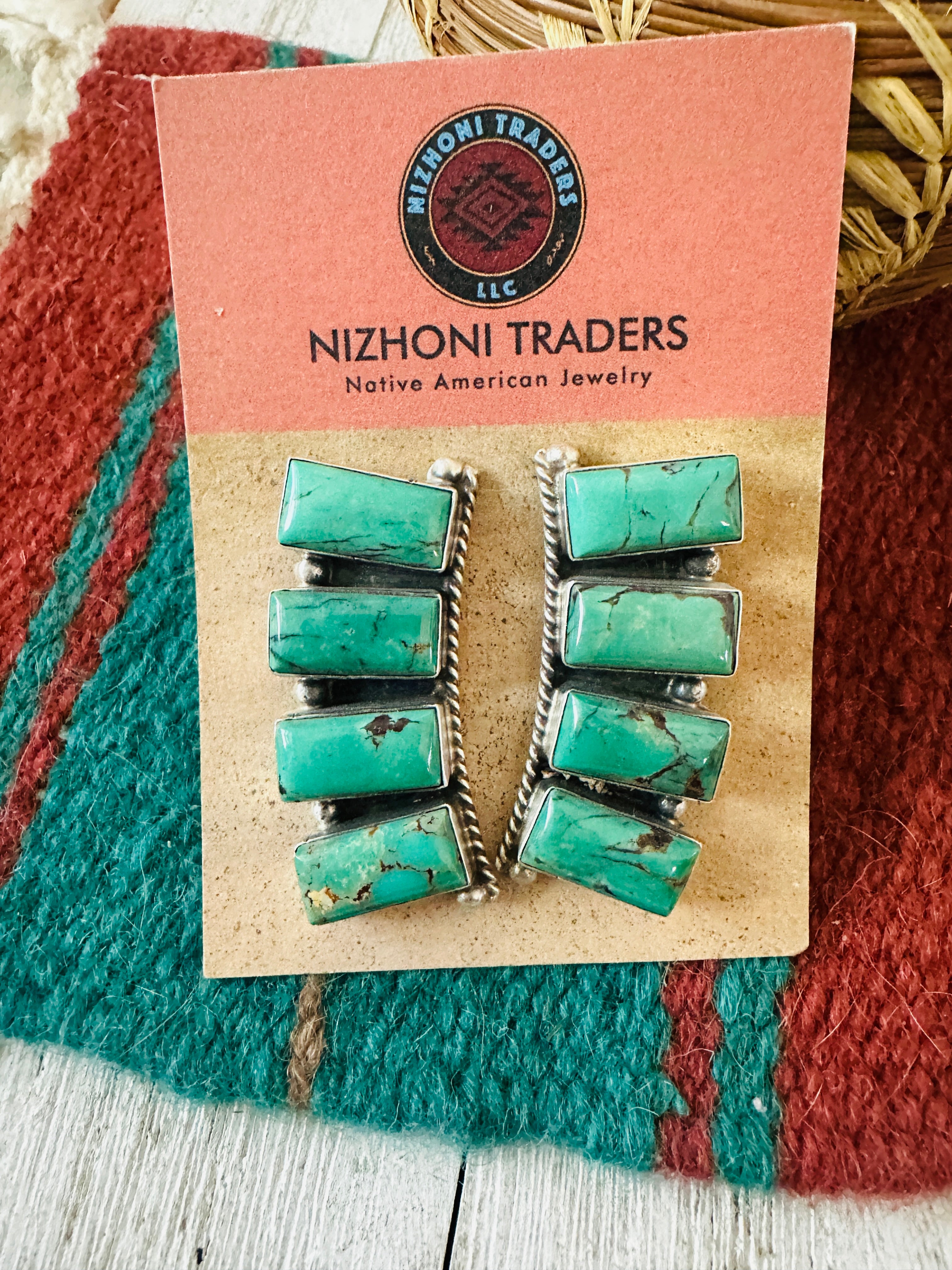 Handcrafted Turquoise & Sterling Silver Cluster Earrings by Elouise Kee