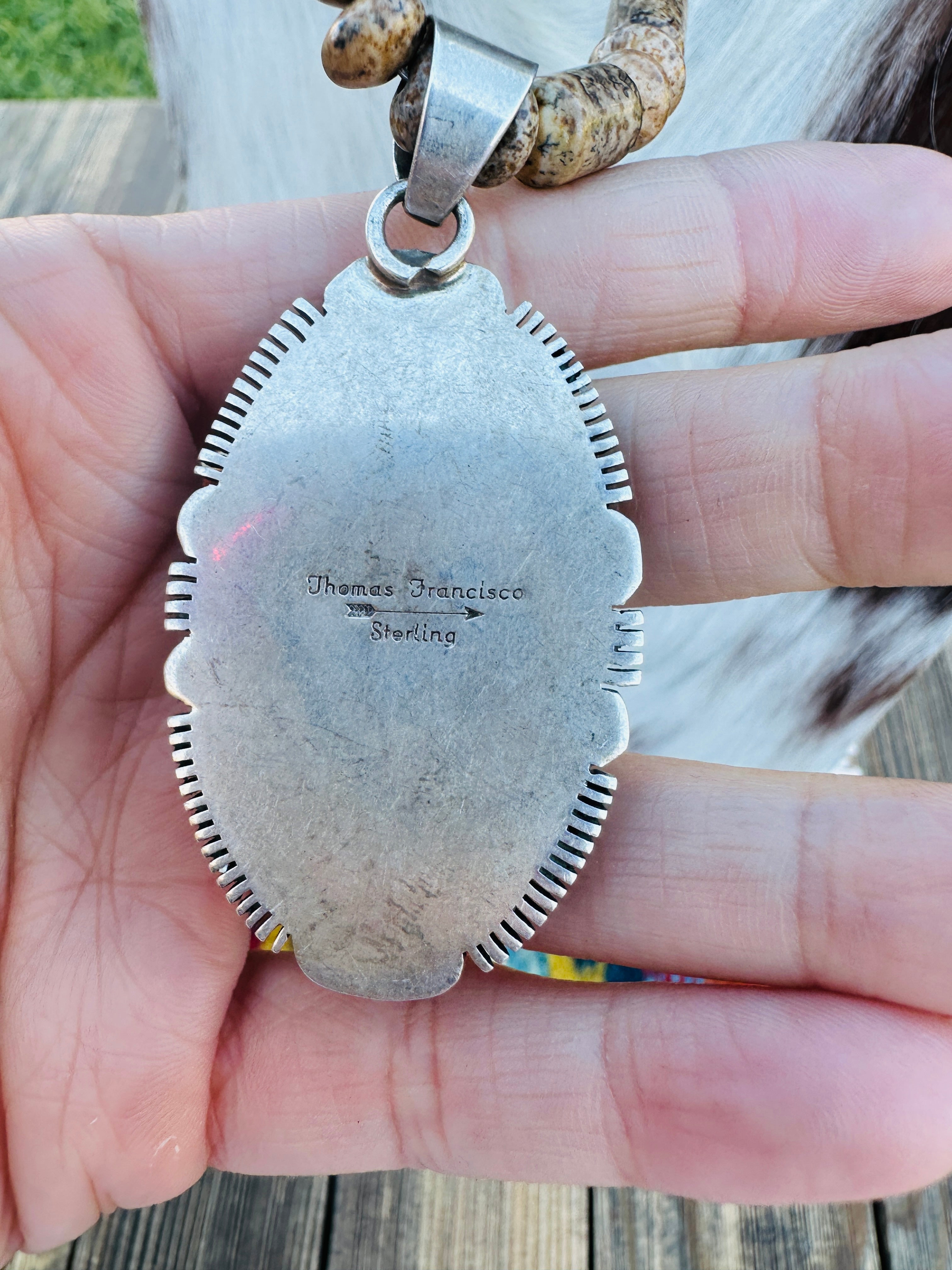 Old Pawn Handcrafted Turquoise, Jasper & Sterling Silver Beaded 16” Necklace