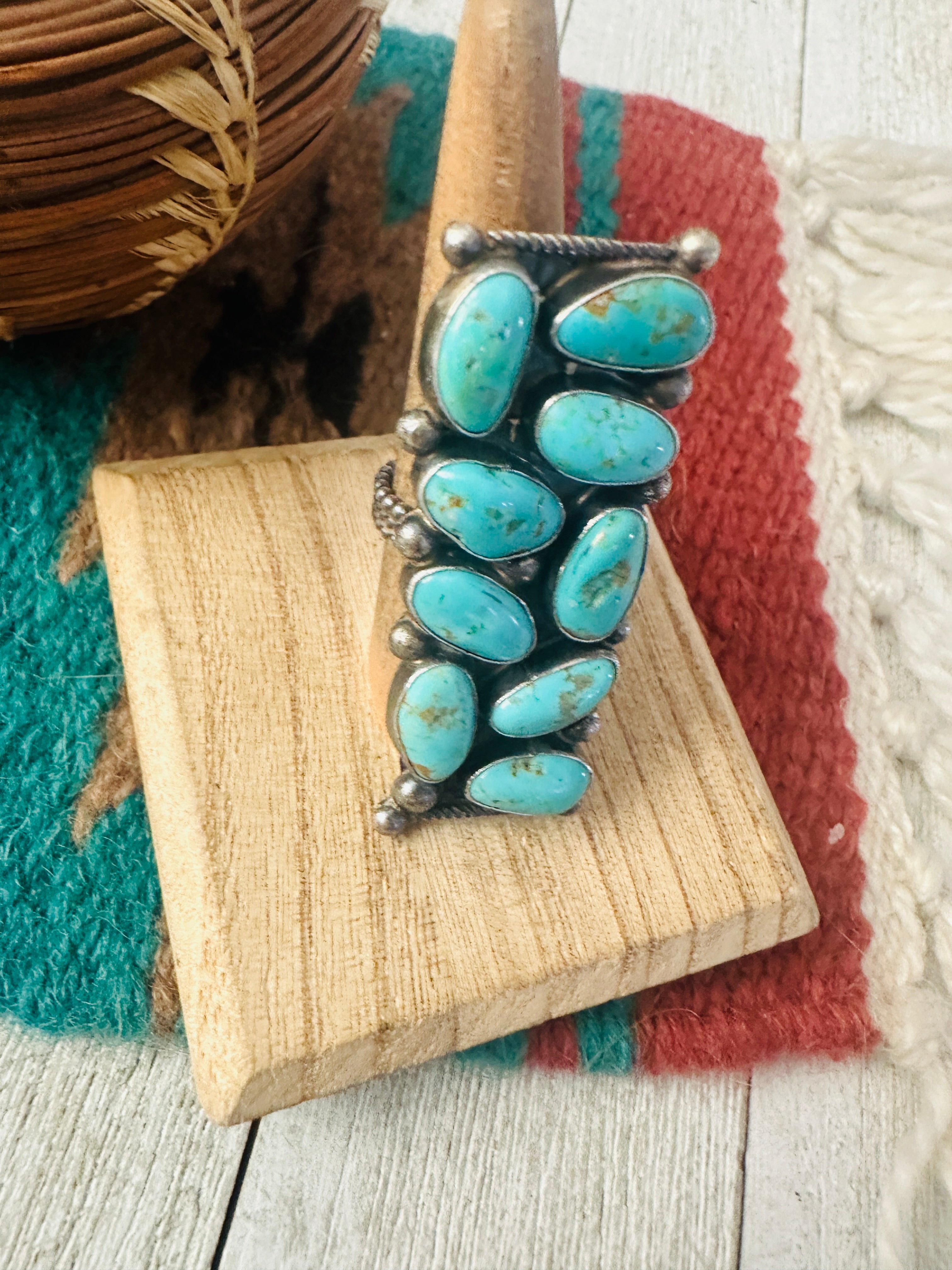 Handcrafted Turquoise & Sterling Silver Adjustable Ring by Jacqueline Silver
