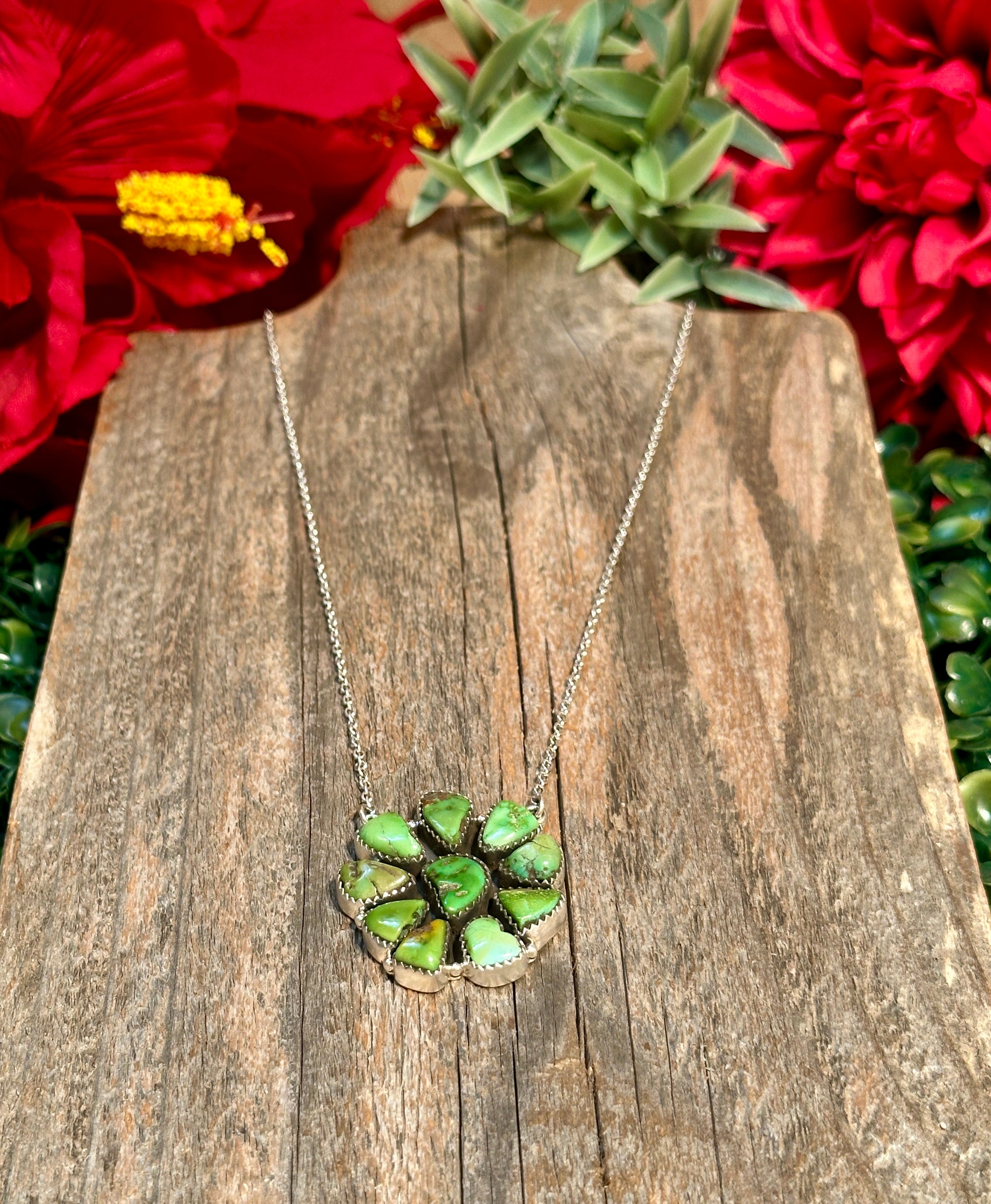 Handmade Sonoran Mountain Turquoise Cluster & Sterling Silver Necklace
