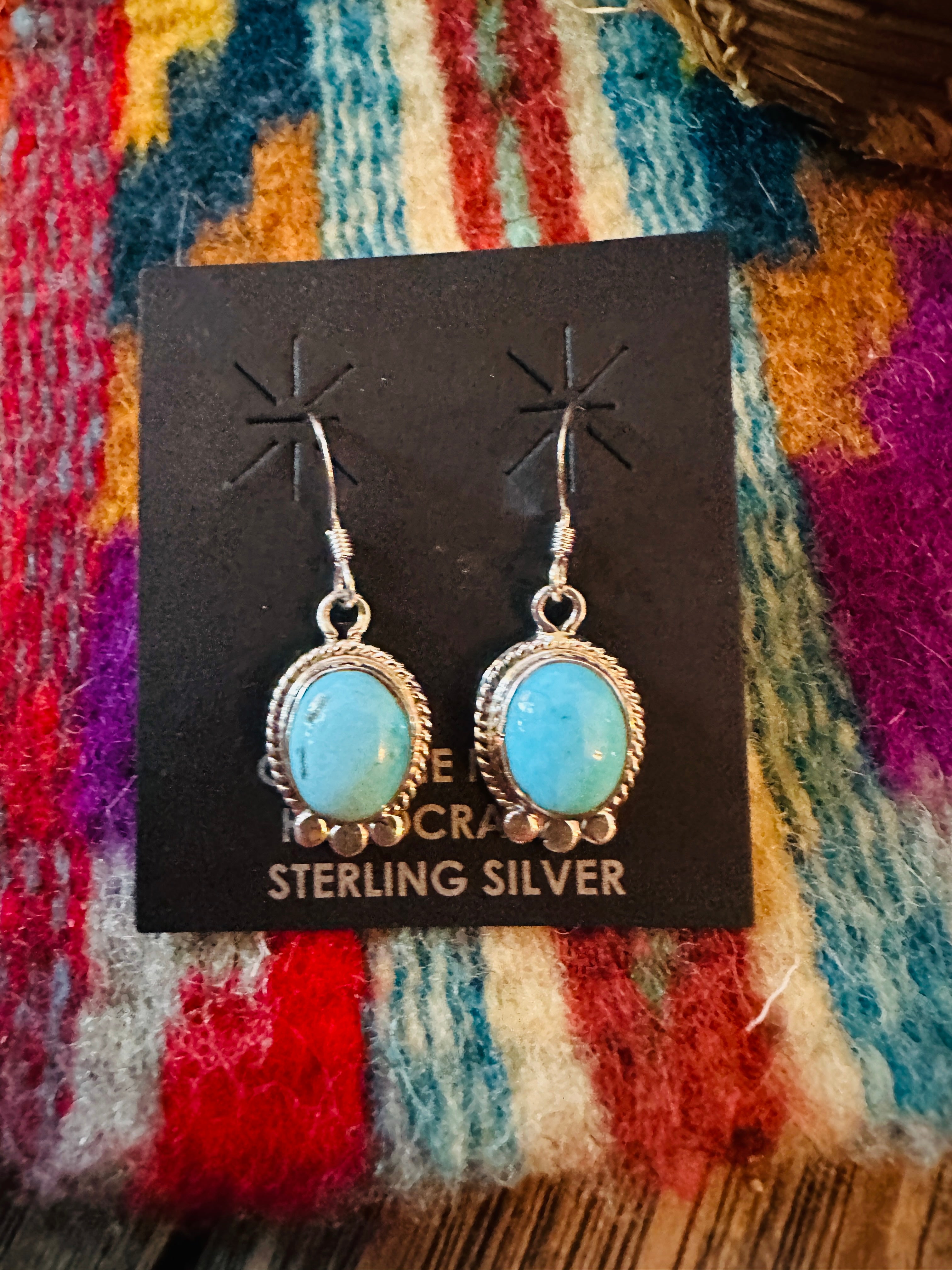 Handcrafted Turquoise & Sterling Silver Dangle Earrings
