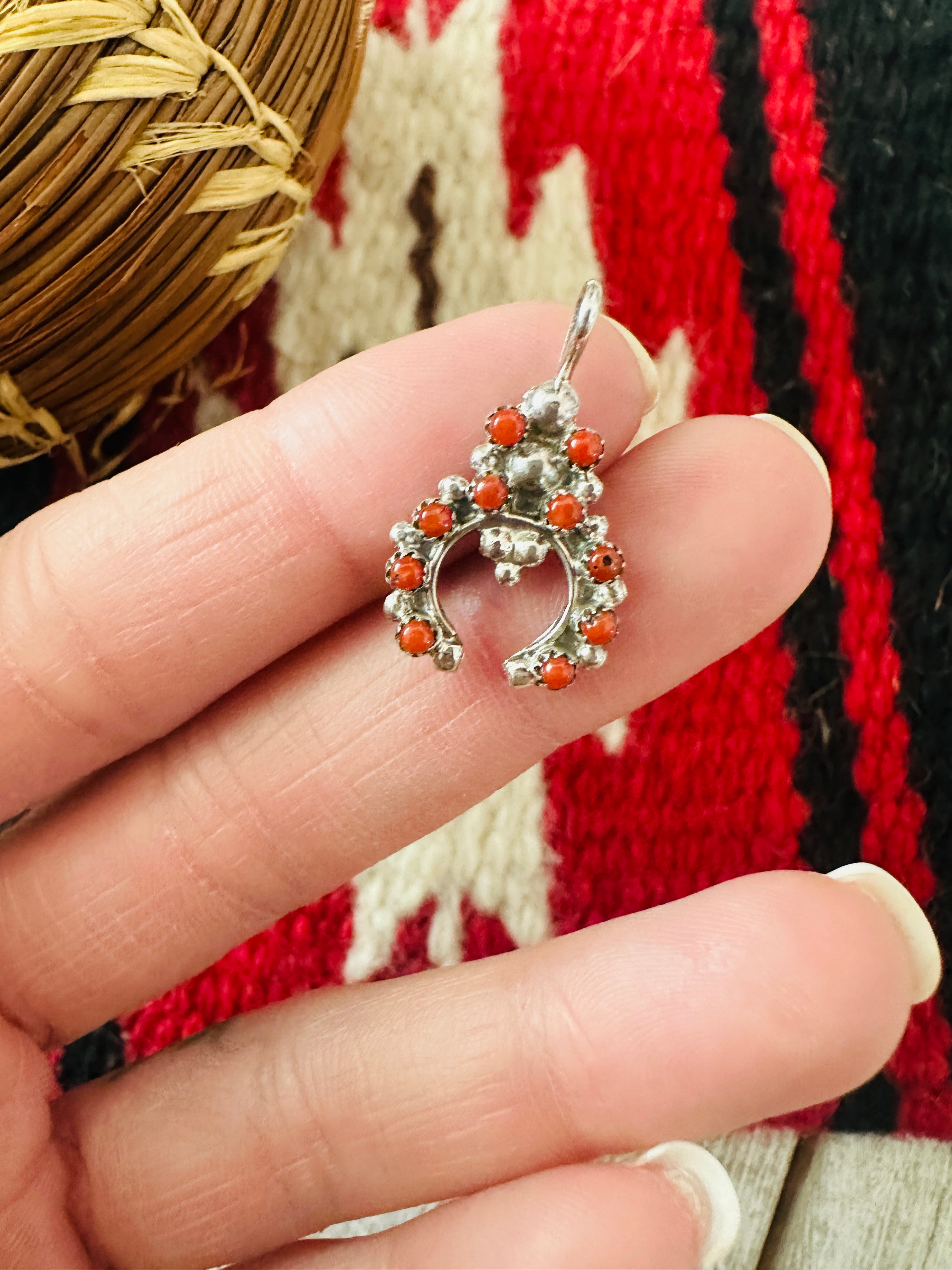 Handcrafted Sterling Silver & Coral Mini Naja Pendant