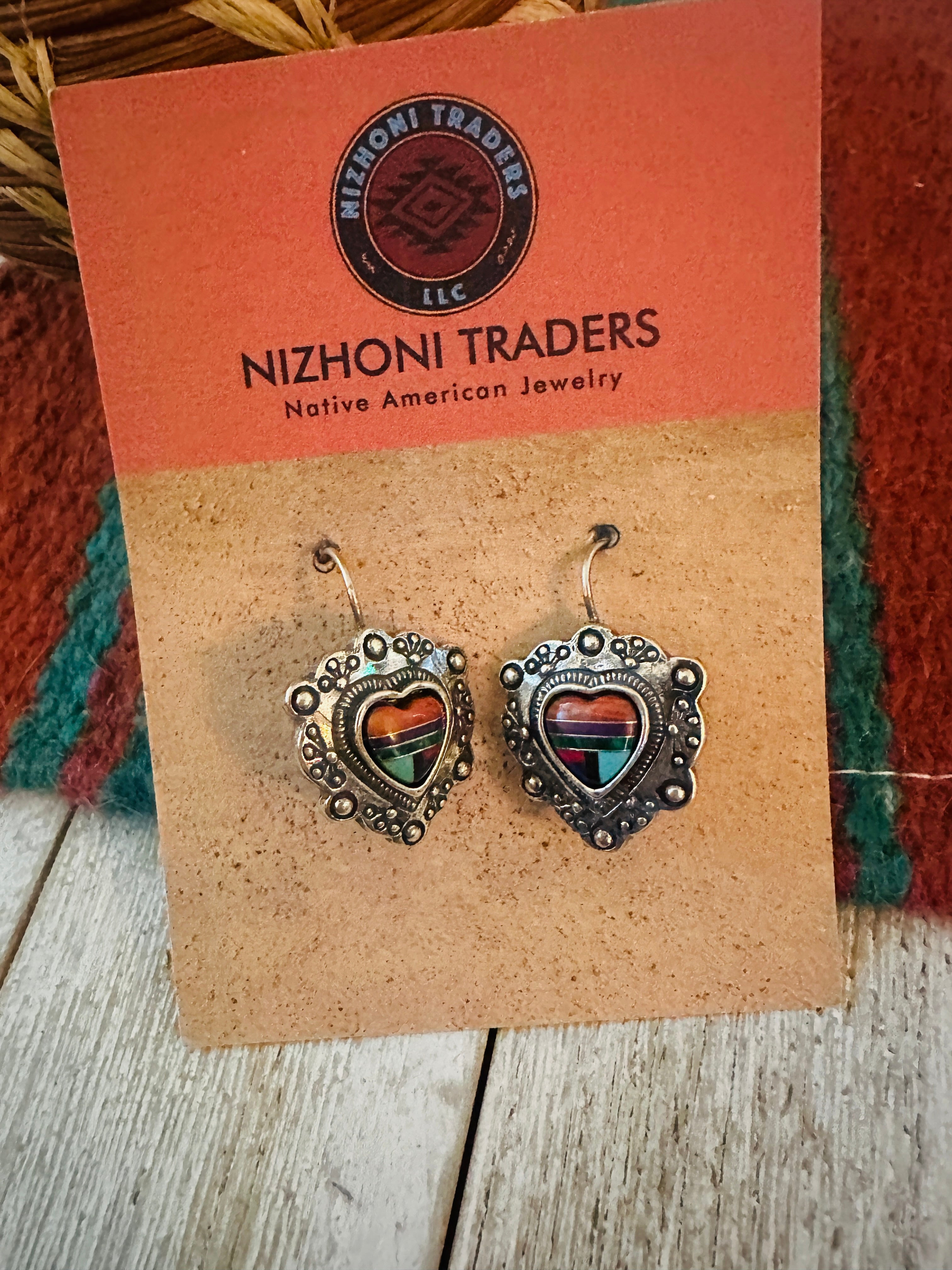 Handcrafted Old Pawn Sterling Silver & Multi Stone Heart