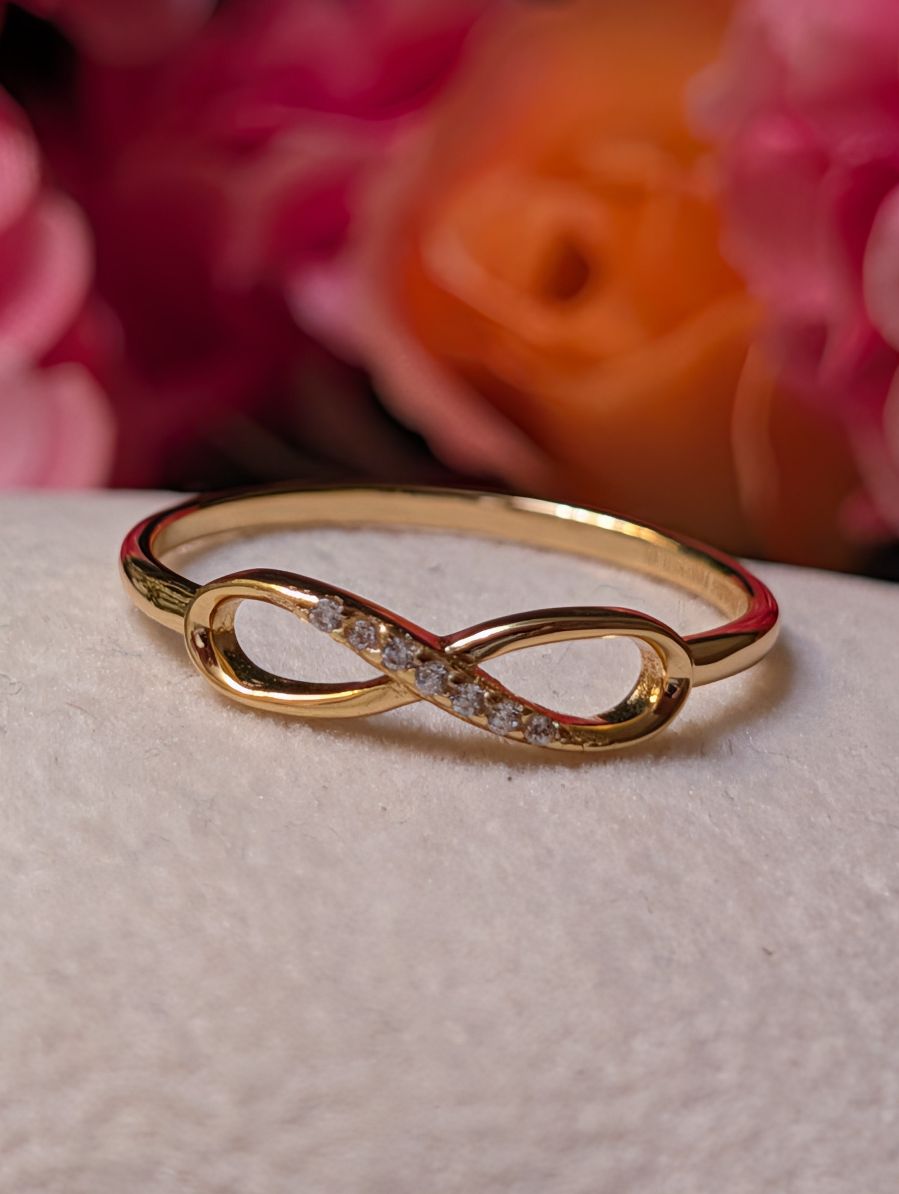 14K Gold Plated Sterling Silver Pave CZ Infinity Ring