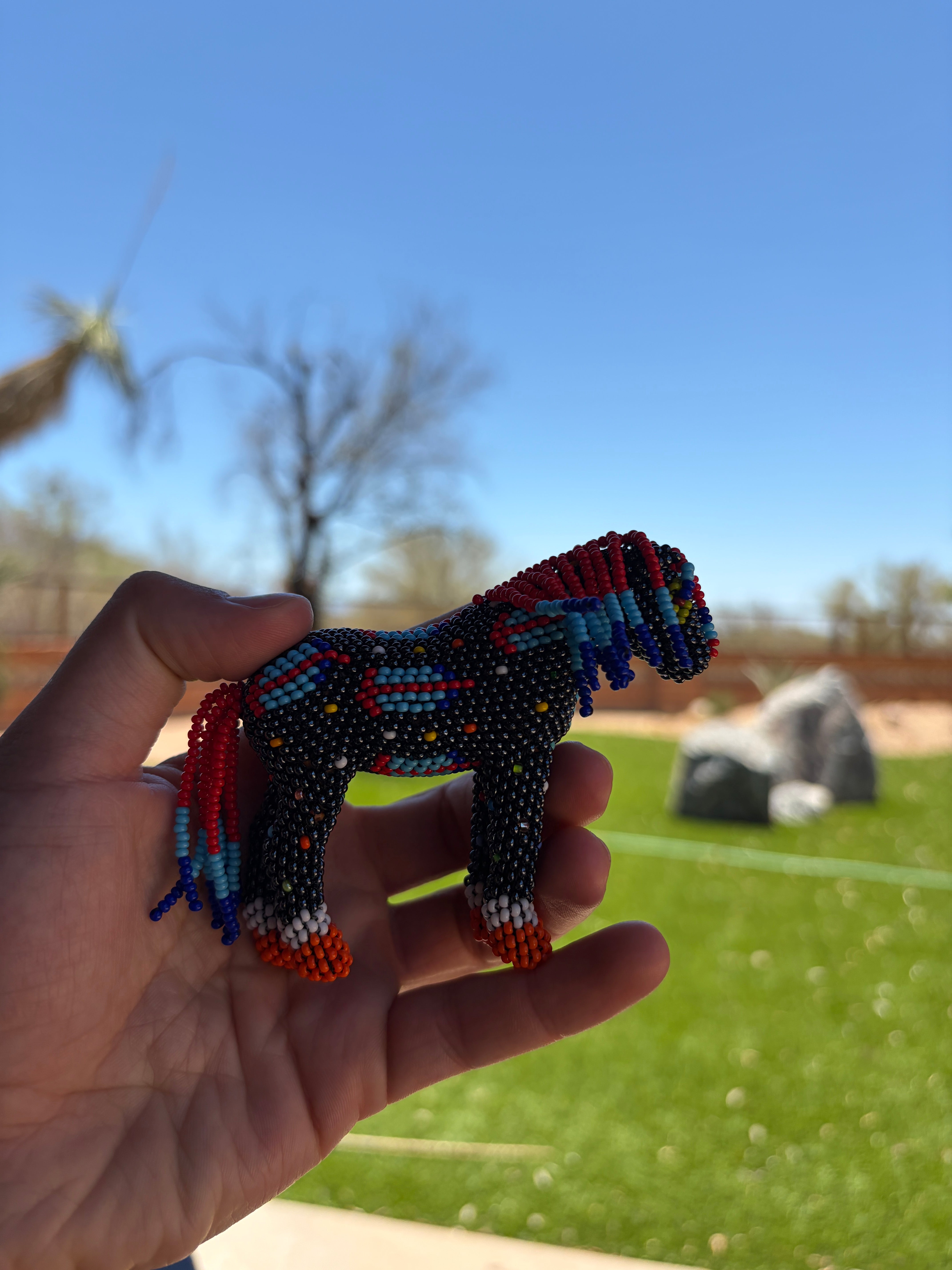 Handmade Peyote Stitched Horse Figurine- Black 13