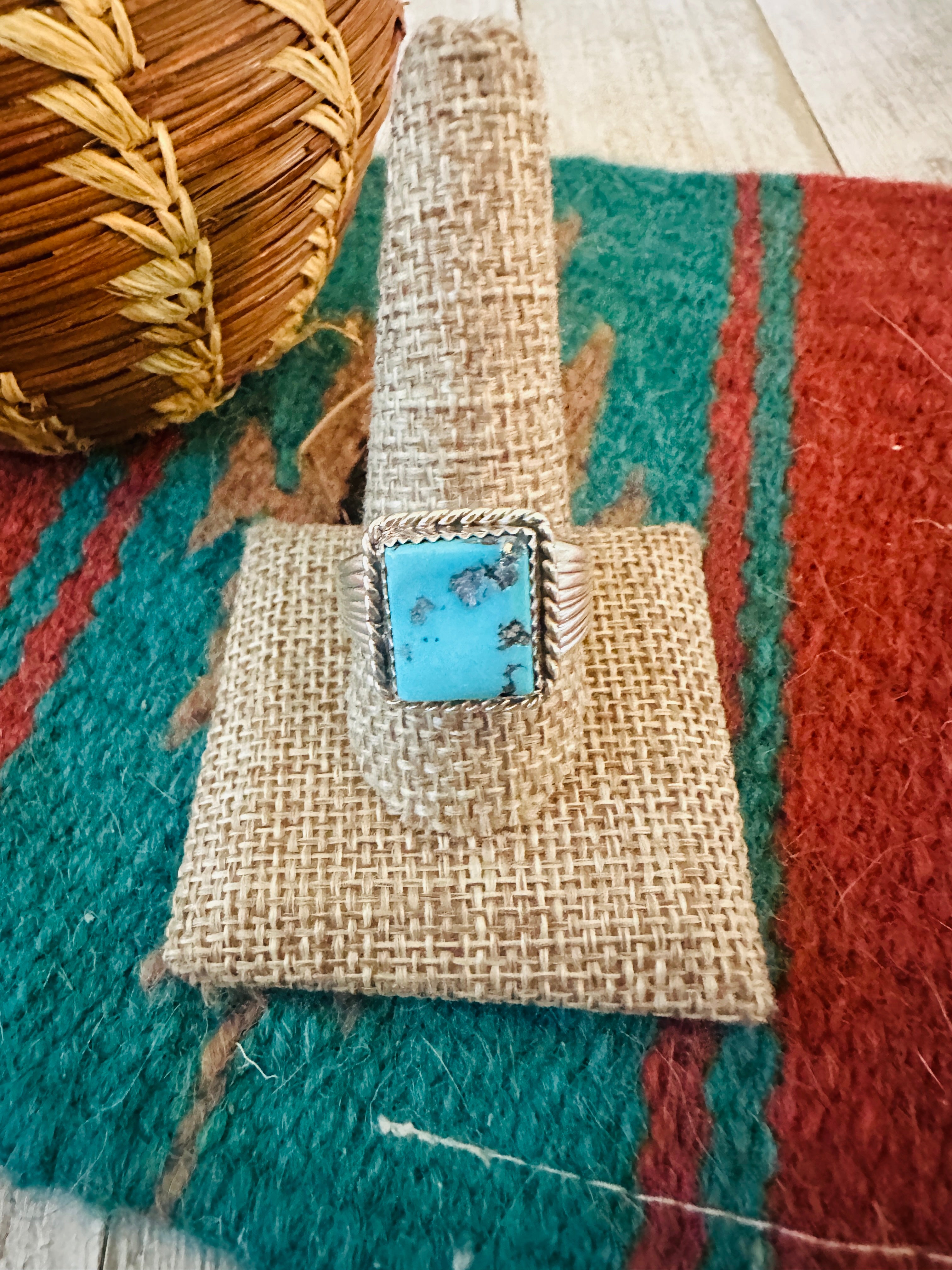 Handcrafted Old Pawn Sterling Silver & Turquoise Ring