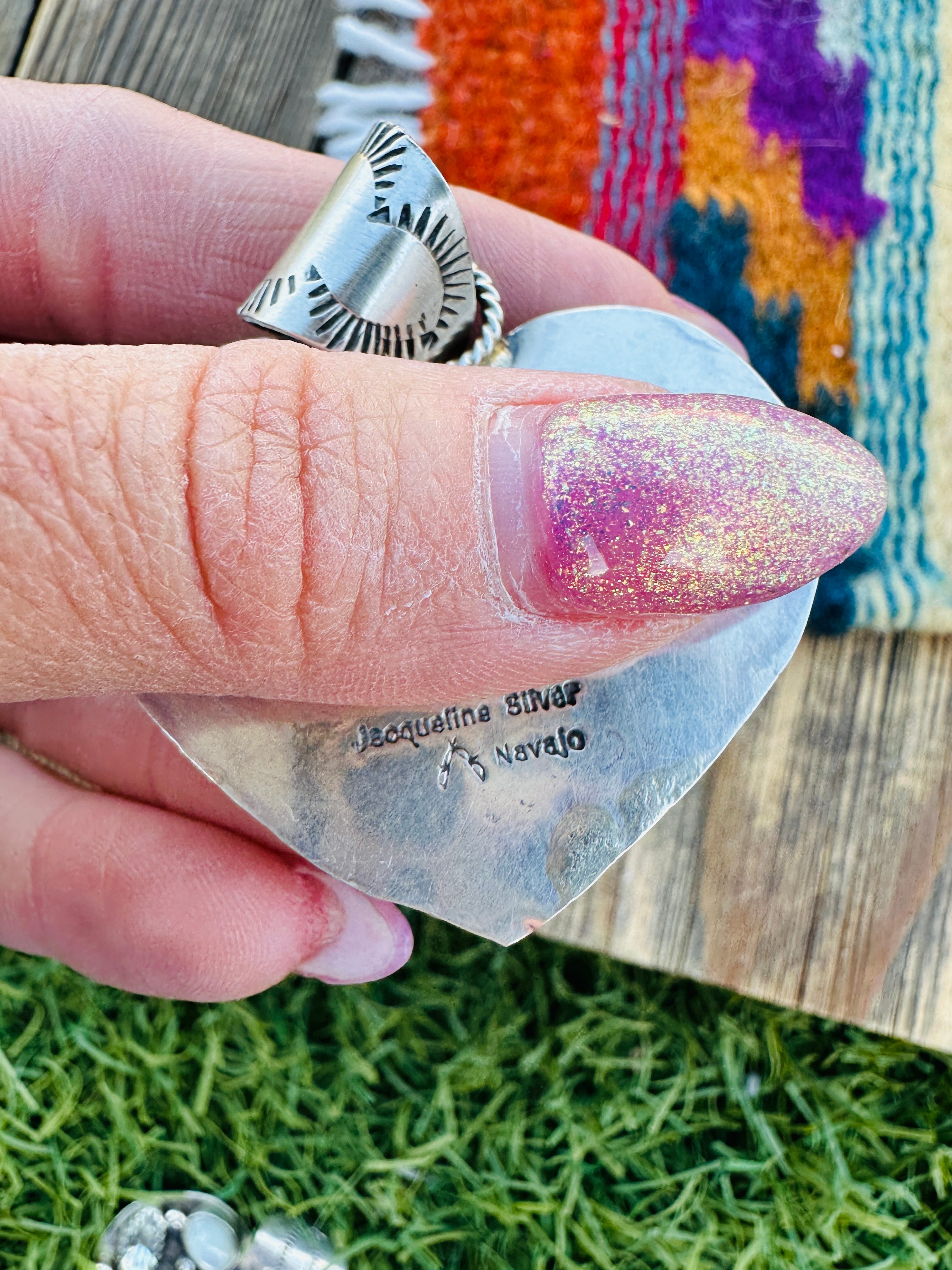 Handcrafted Multi Stone & Sterling Silver Heart Pendant by Jacqueline Silver