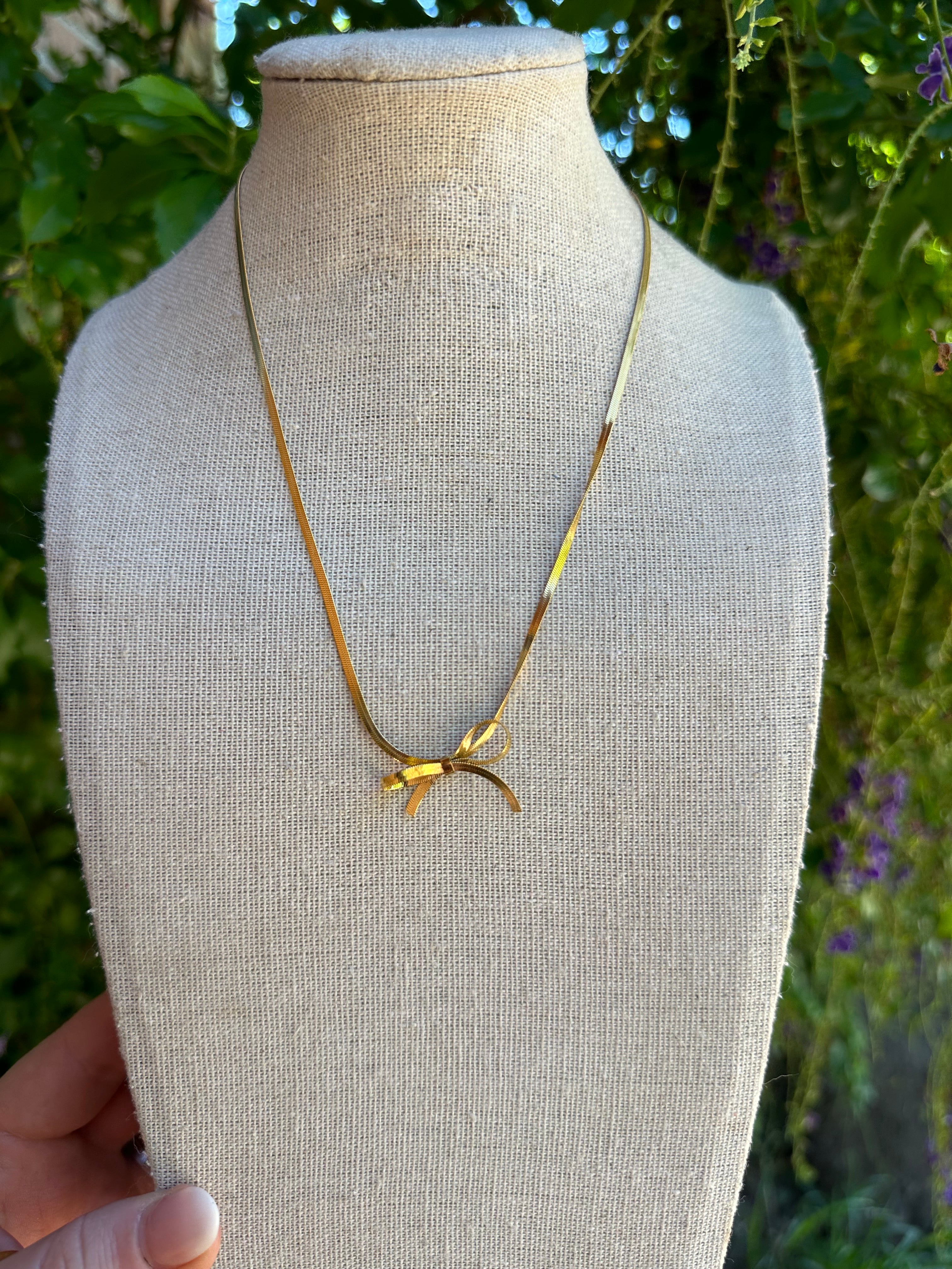 “The Golden Collection” MINI BOW NECKLACE Handmade 18k Gold Plated Necklace