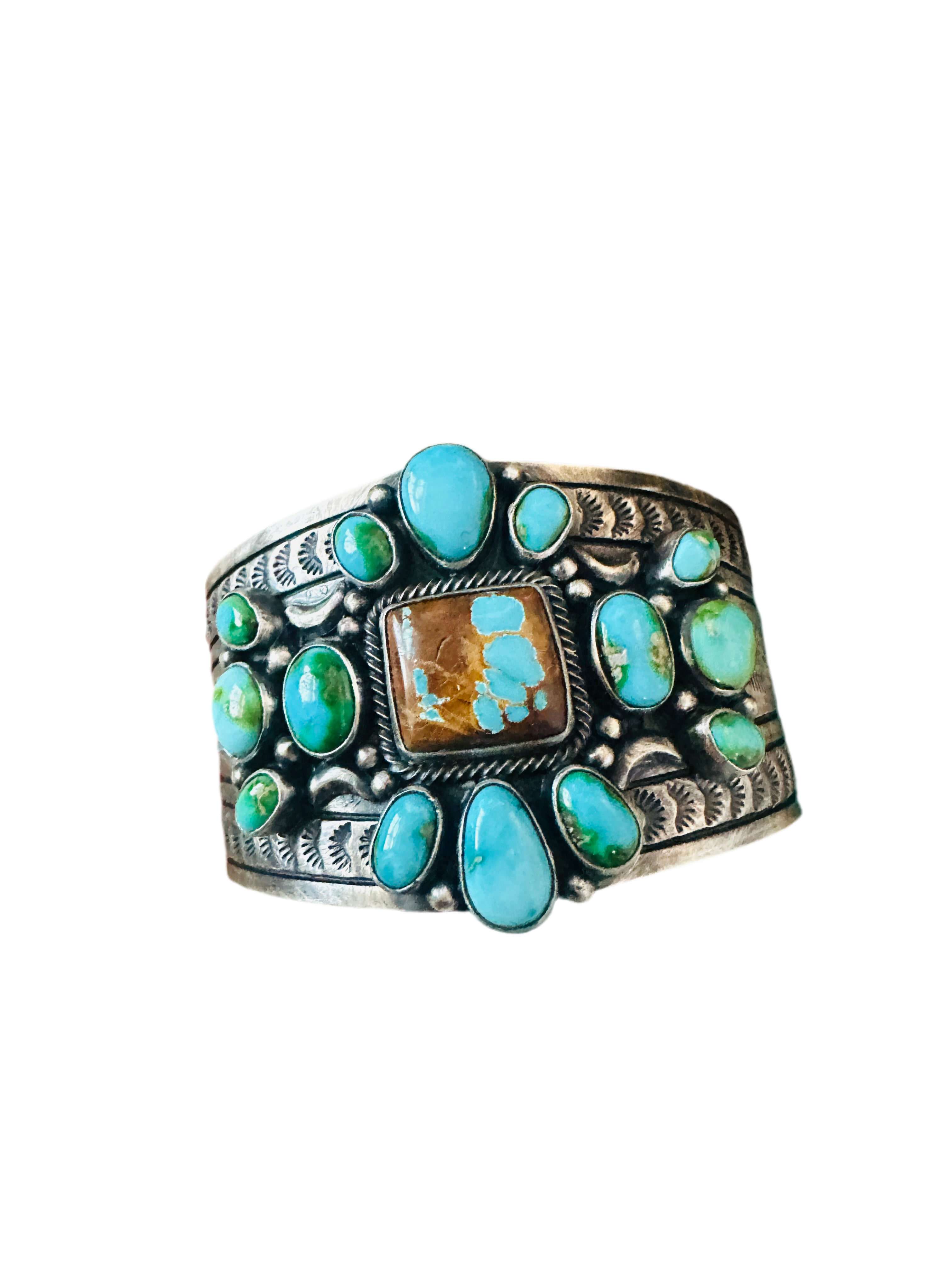 Handcrafted Sterling Silver, Royston and Sonoran Turquoise Cuff Bracelet by Murphy Platero /