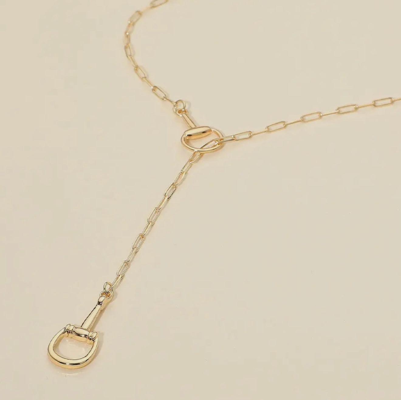 “The Golden Collection” Handmade Gold Plated Chain Link HORSE BIT Y Necklace