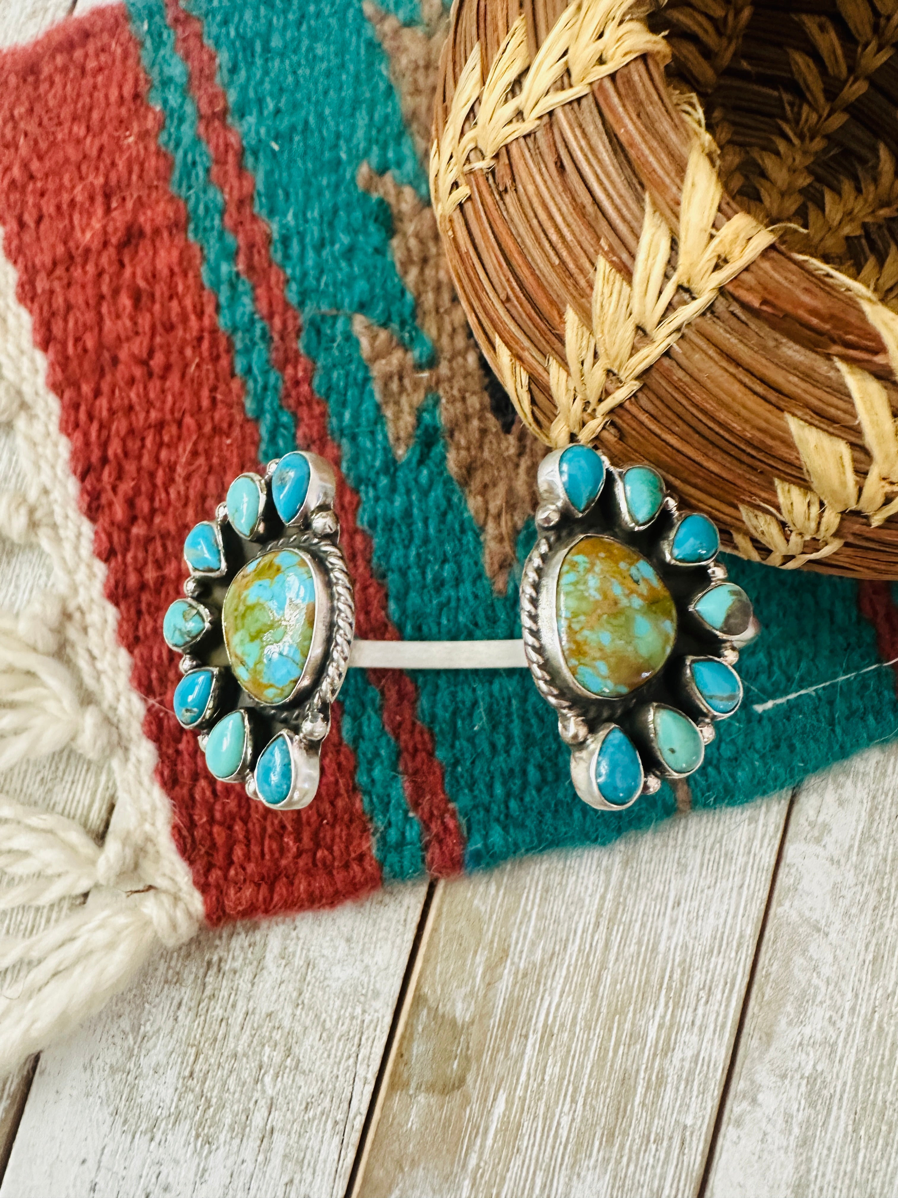 Handcrafted Turquoise & Sterling Silver Floating Cuff Bracelet /