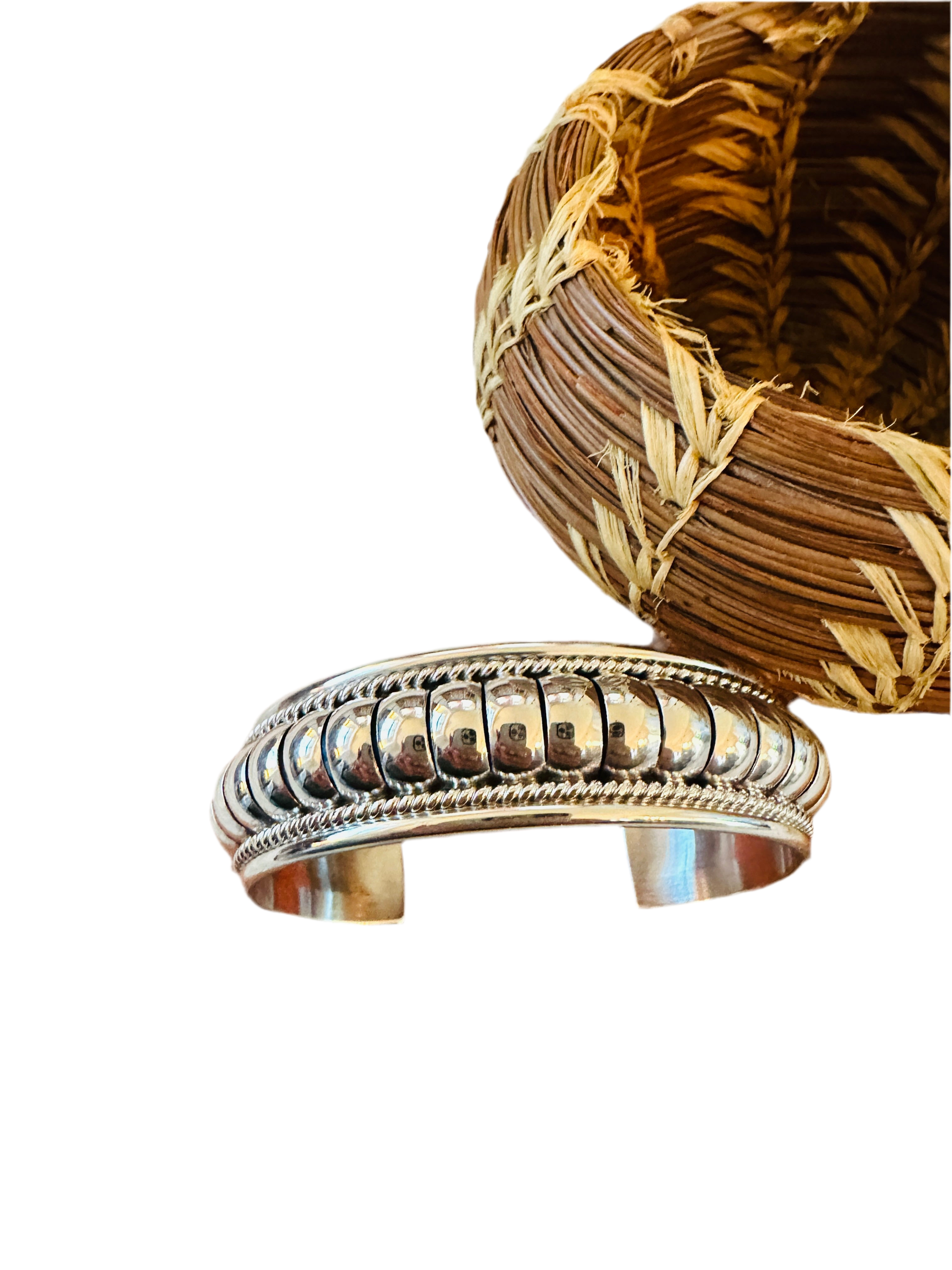 Handcrafted Rolled Sterling Silver Cuff Bracelet by Tom Charley