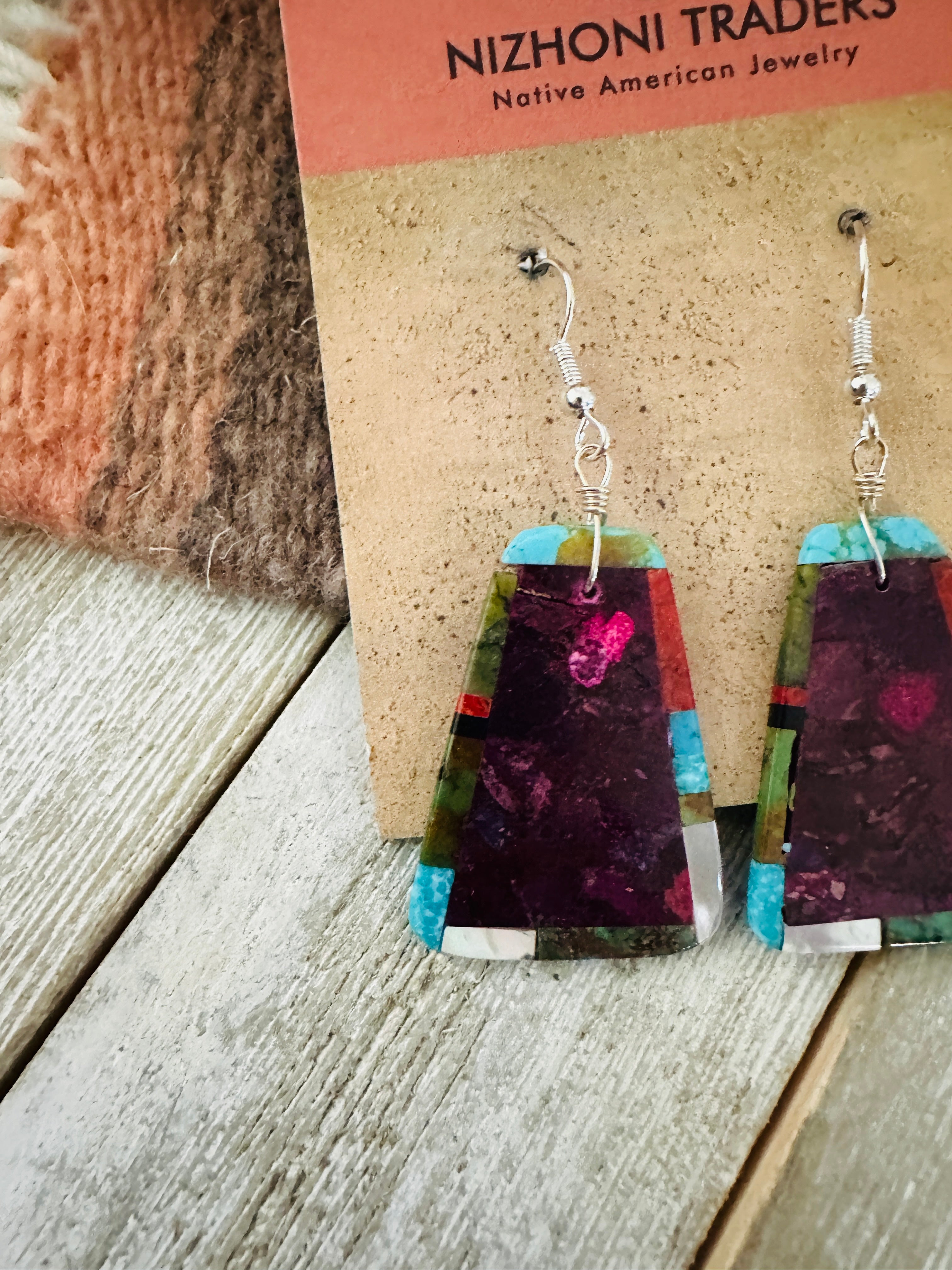 Santo Domingo Multi Stone Inlay Dangle Earrings