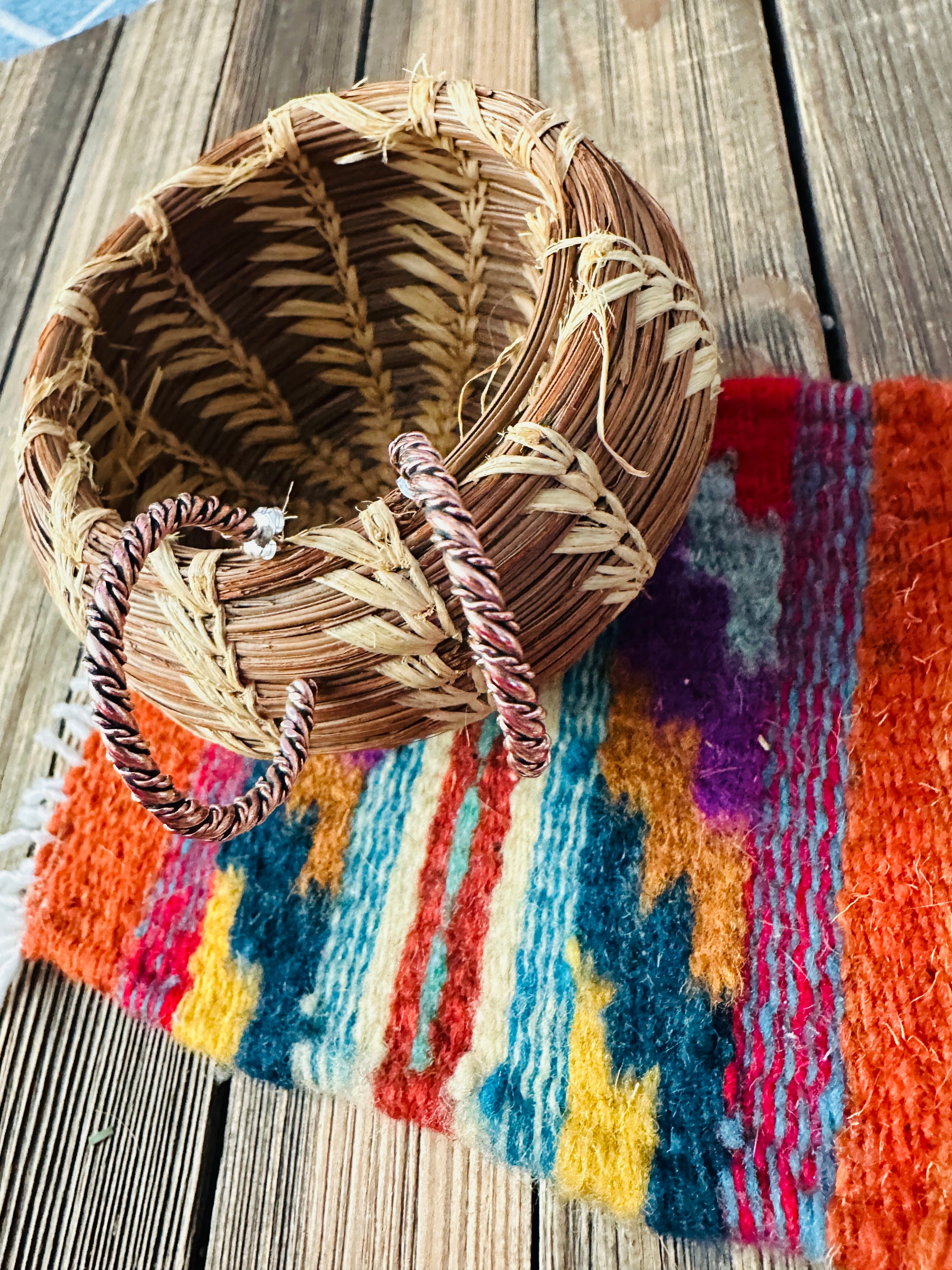 Handcrafted Twisted Copper Hoop Earrings