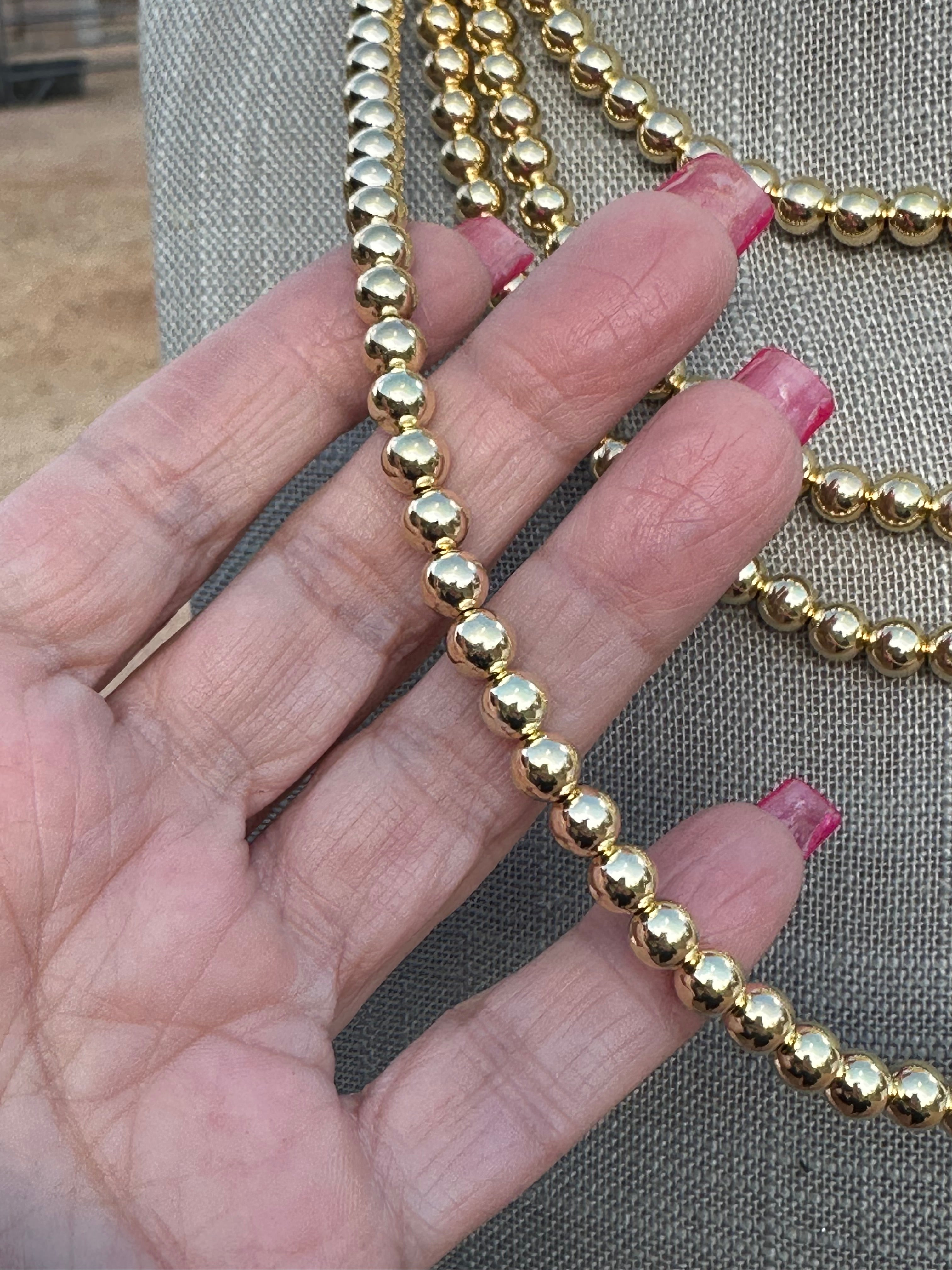 Handcrafted 14kt Gold Overlay & Sterling Silver Beaded 6mm Necklace