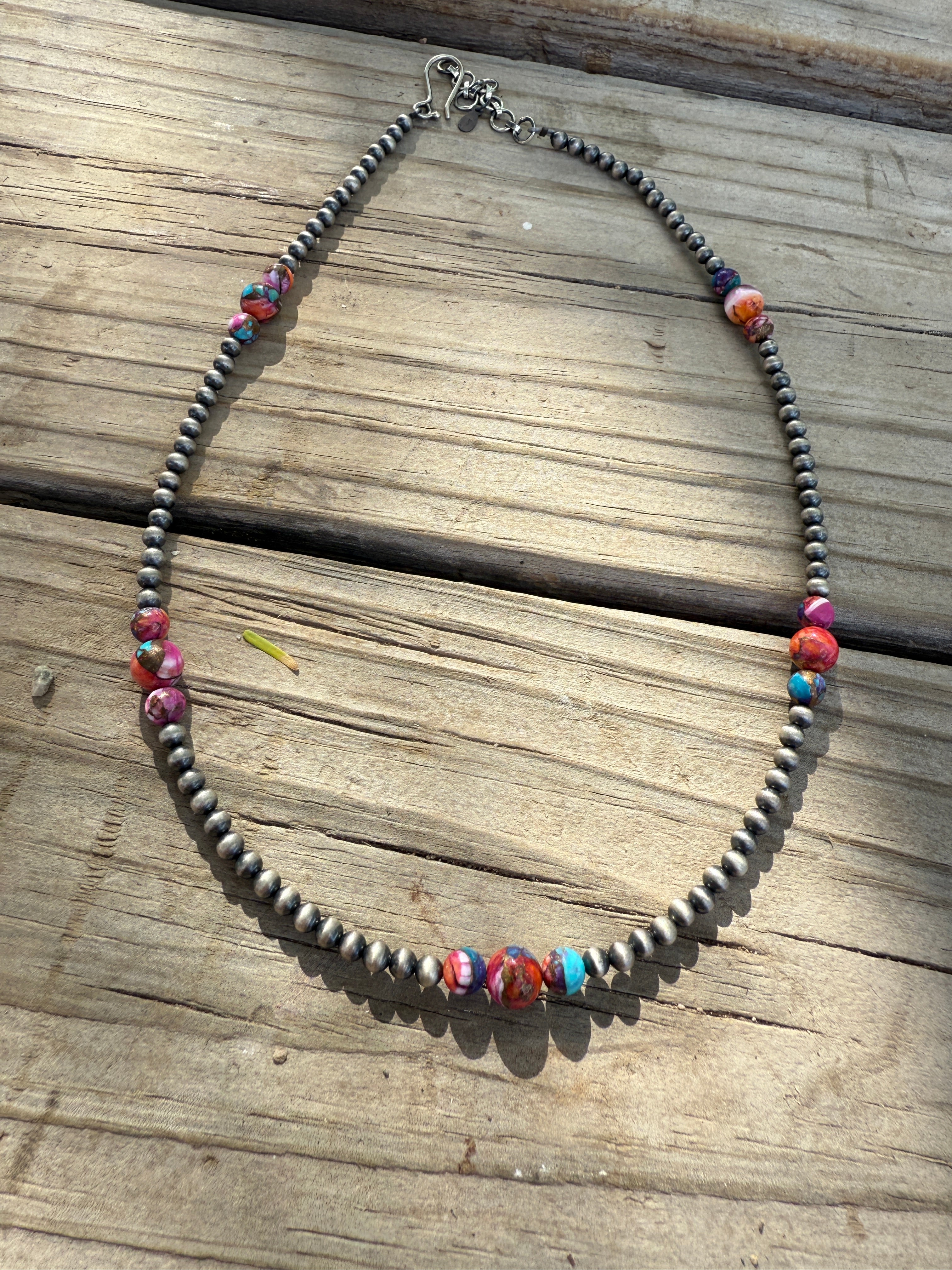 Handmade Pink Dream & Sterling Silver Beaded Necklace 18-20 inch