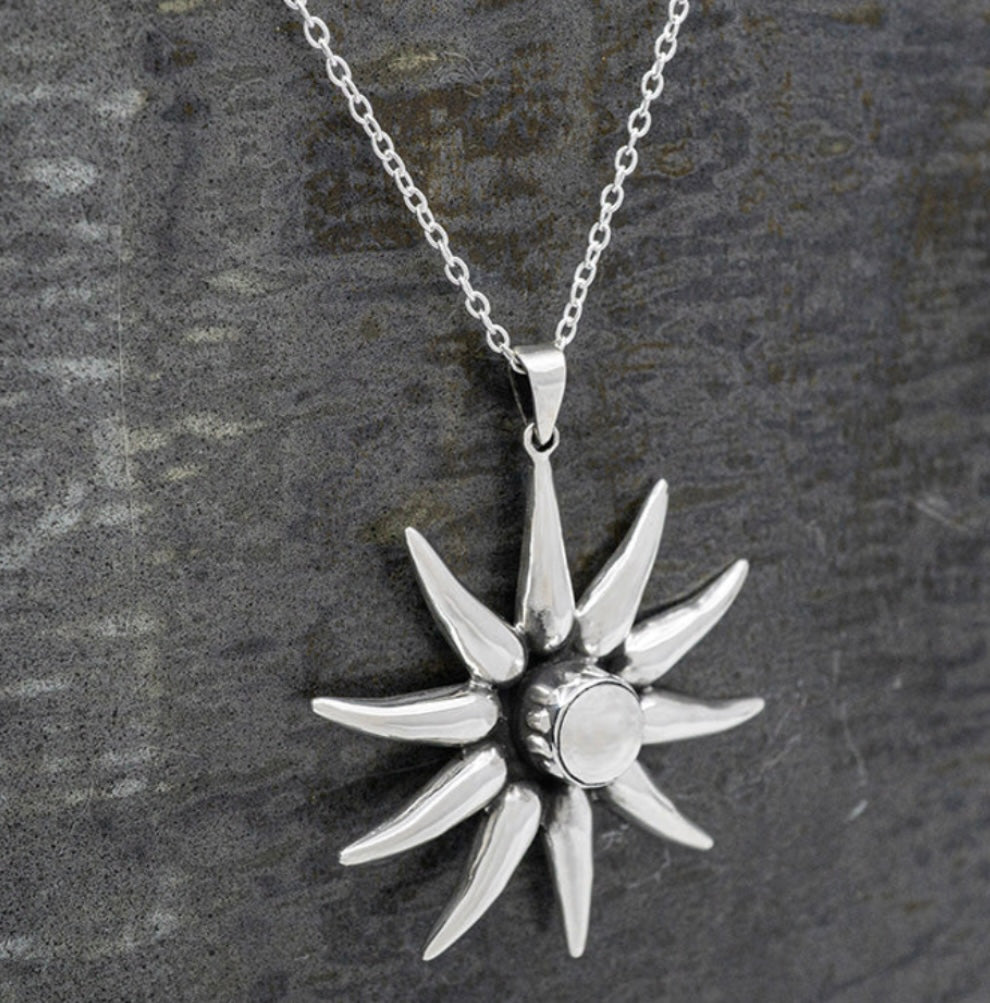 Petite Silver Sunburst Pendant