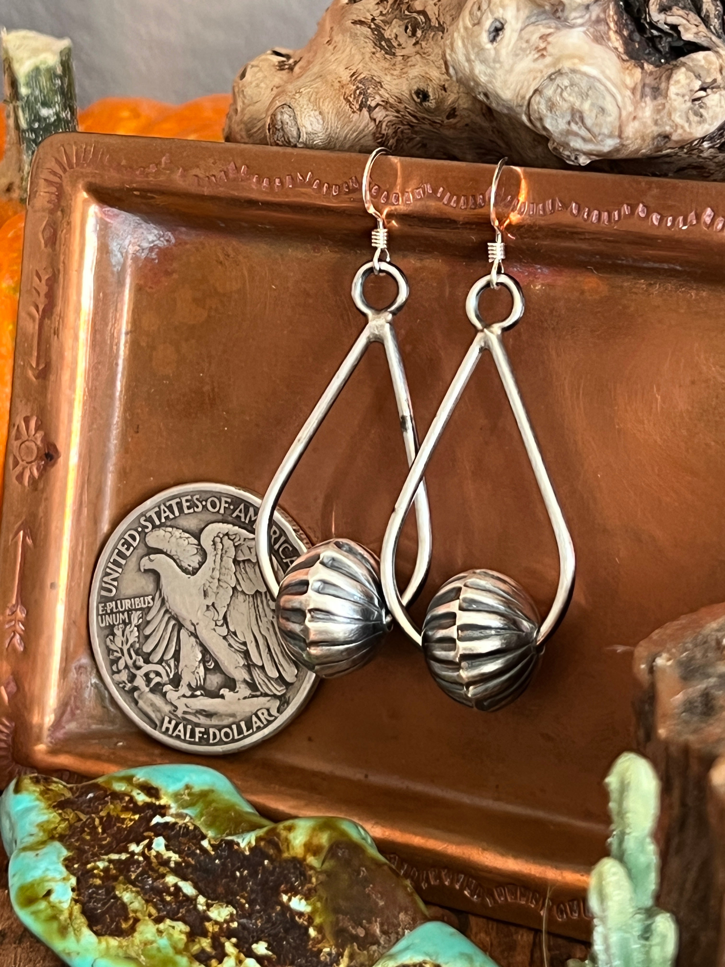 Sterling Silver Handcrafted Bead Drop Dangle Earrings by Preston Haley