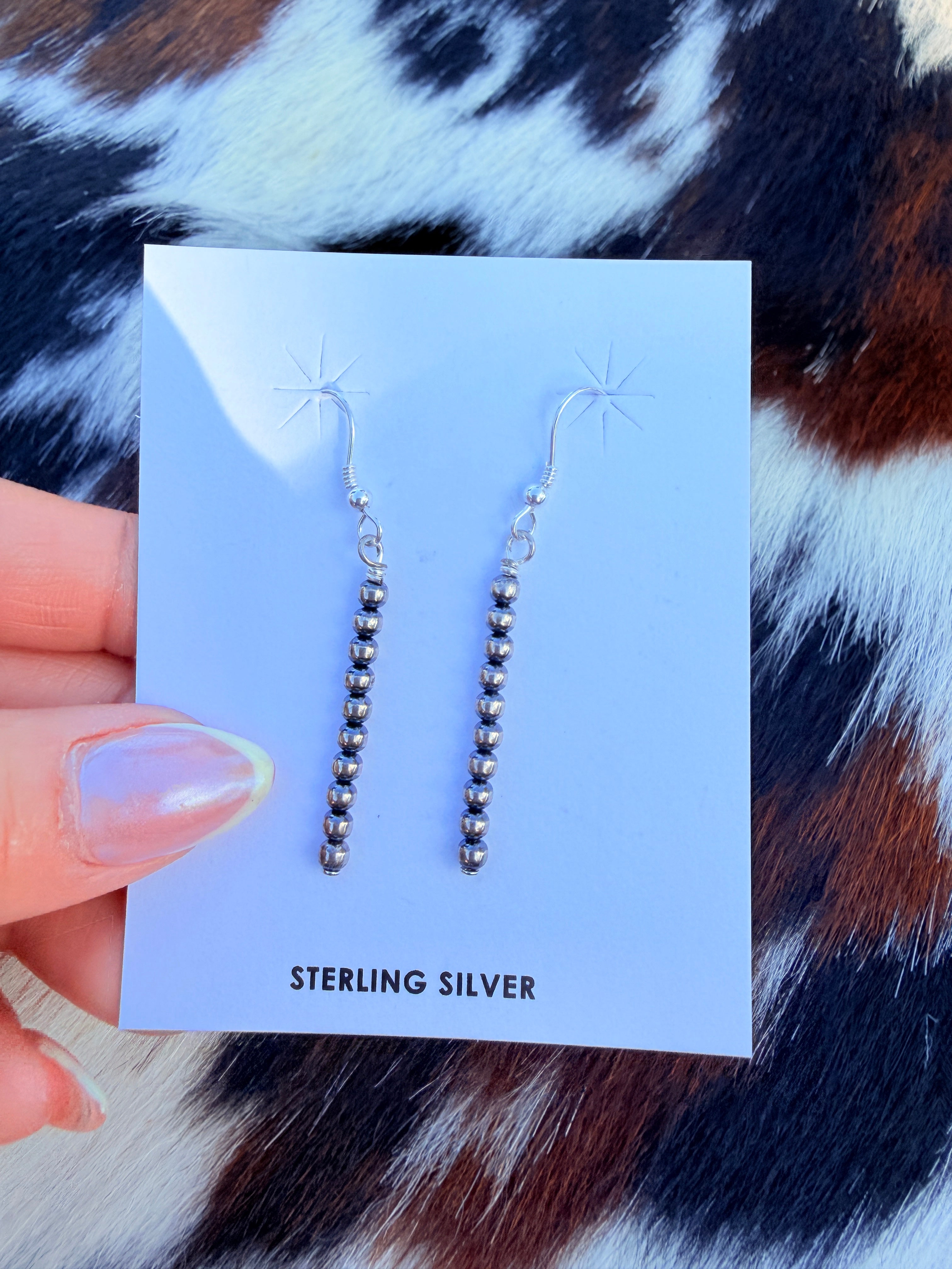 Handcrafted Sterling Silver Pearl Beaded Dangle Earrings