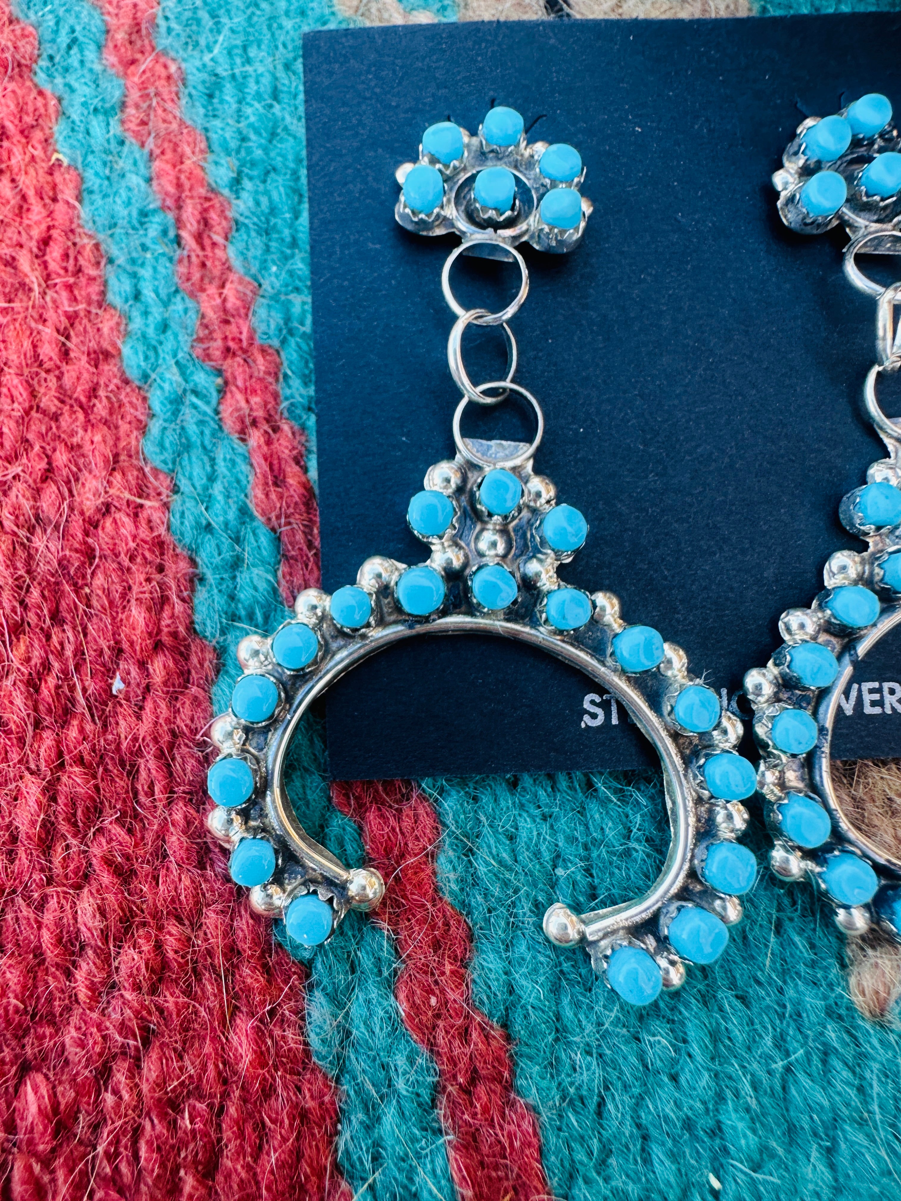 Handcrafted Turquoise & Sterling Silver Naja Dangle Earrings