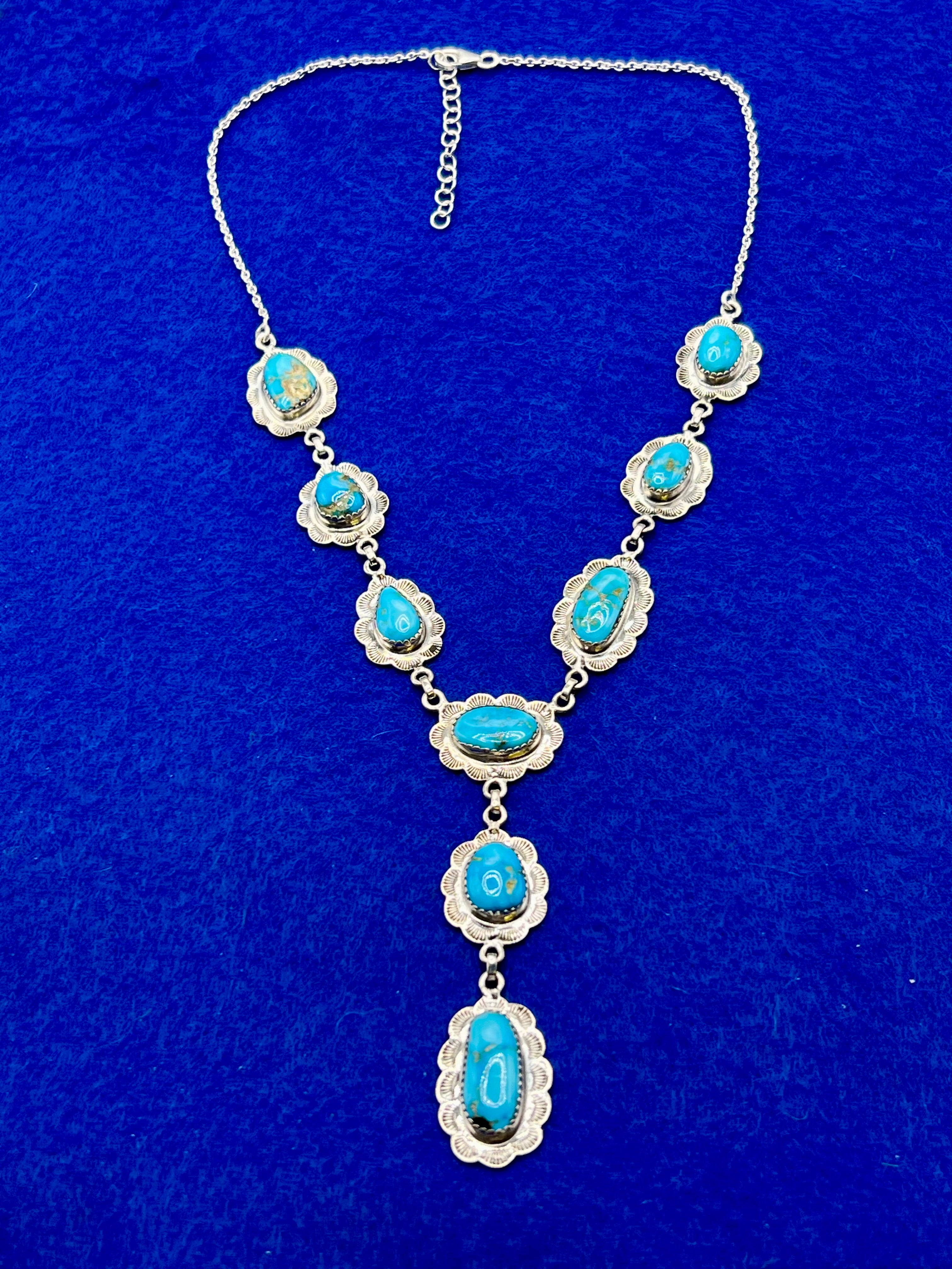 Handmade South Hill Sonoran Turquoise Sterling Silver Necklace