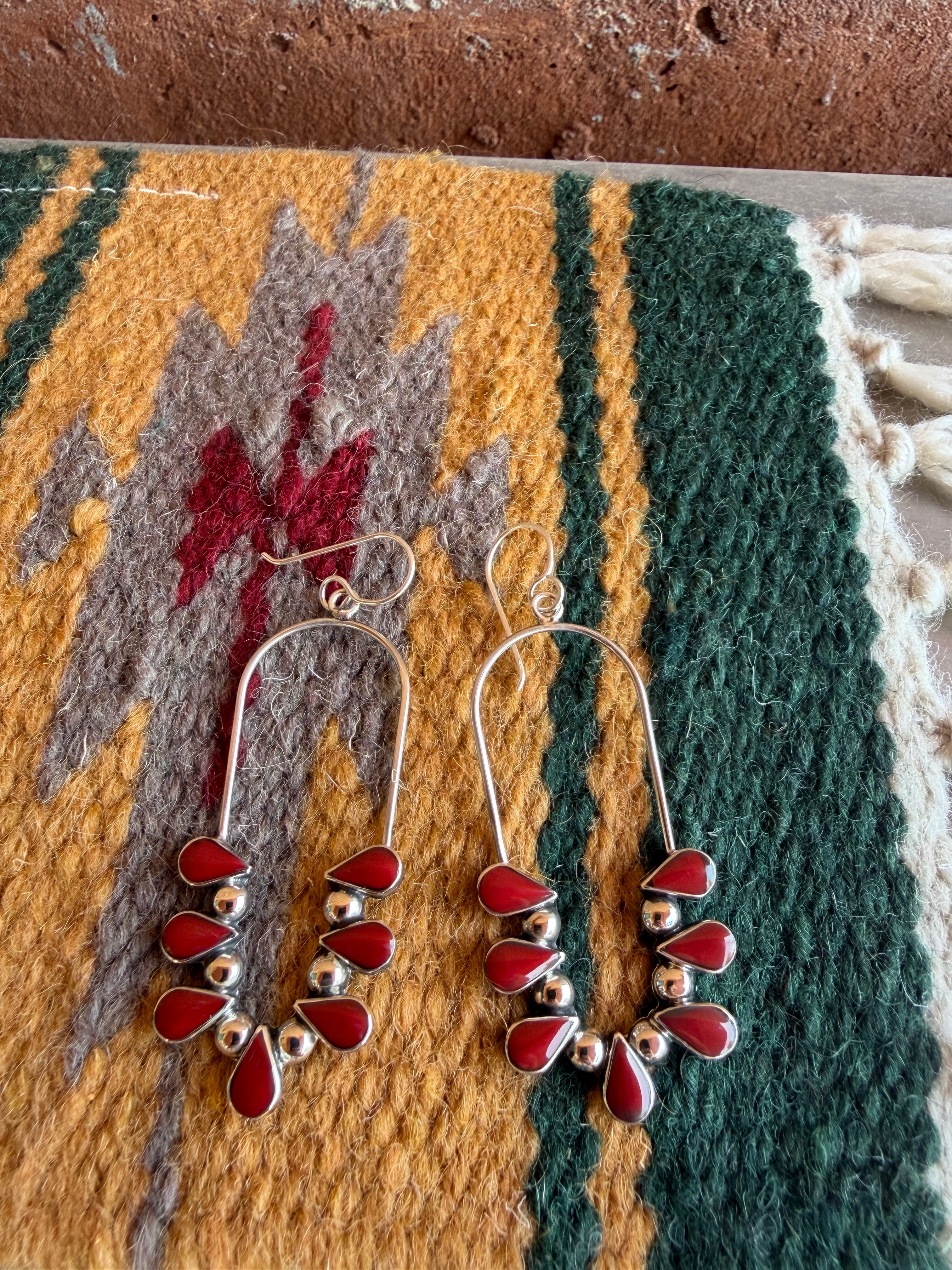 Handmade Red Jasper & Sterling Silver Dangle Earrings