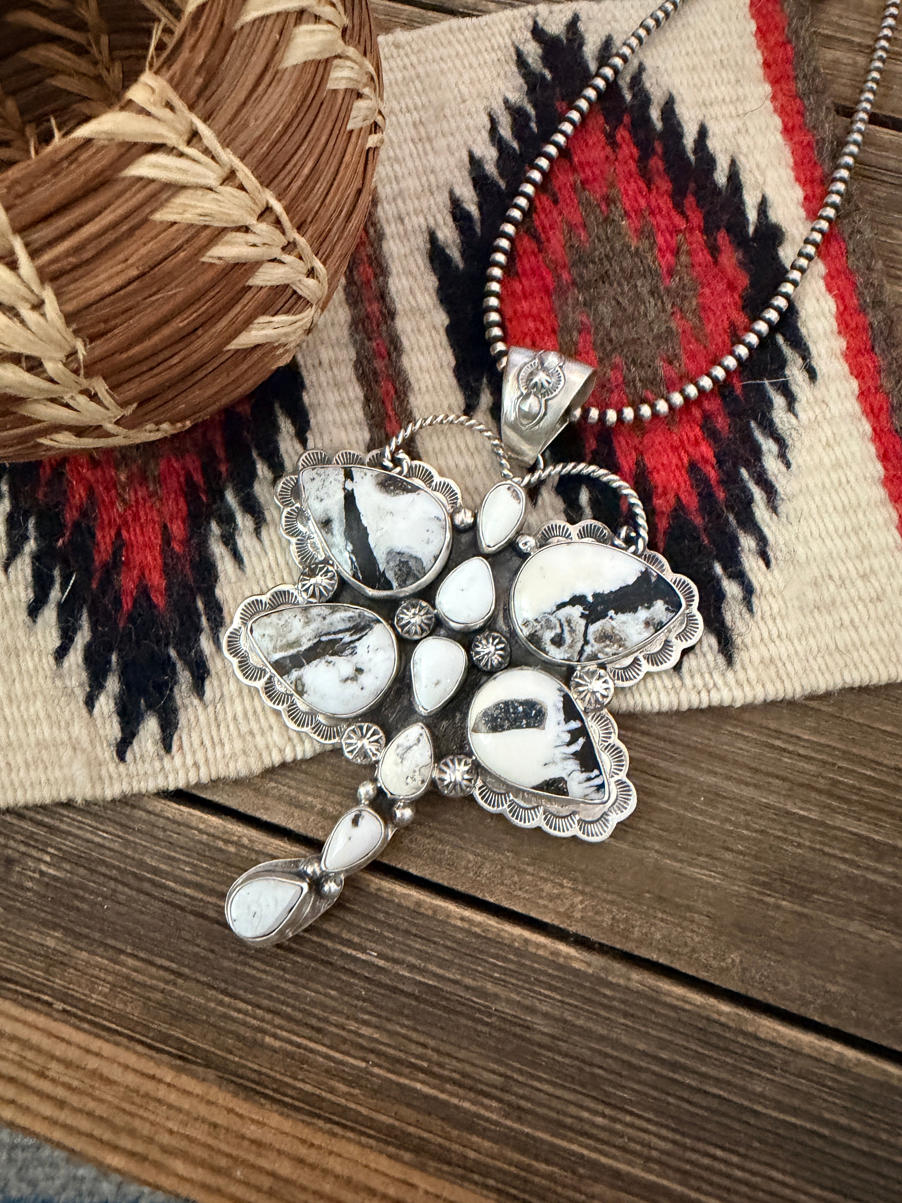 Handcrafted Sterling Silver & White Buffalo Dragonfly Pendant by Alice McShirley