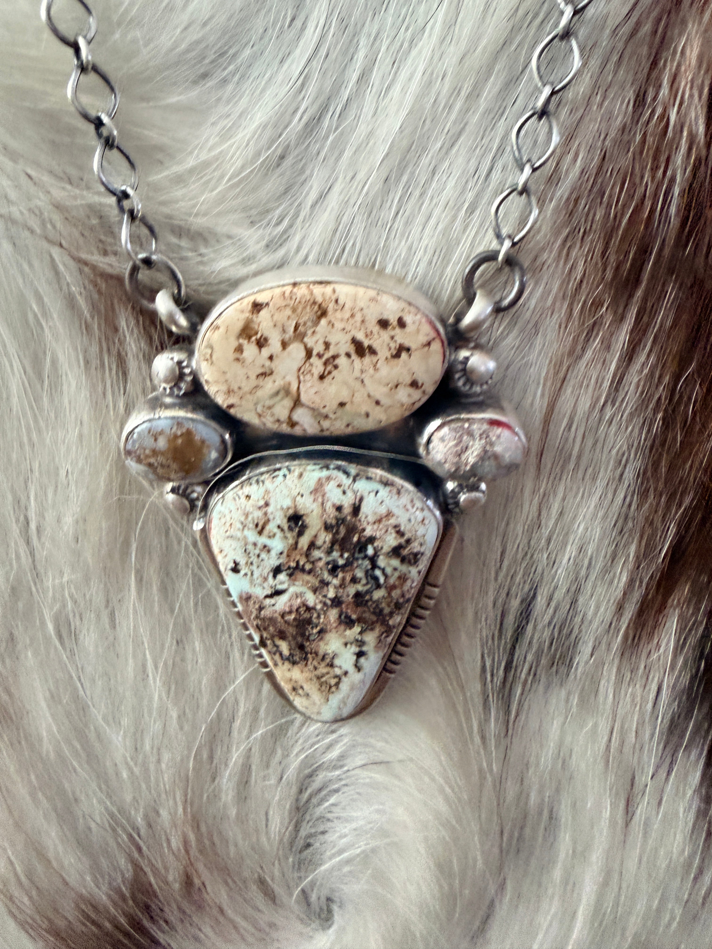 Handcrafted Dry Creek Turquoise & Sterling Silver Necklace by Joelias Draper