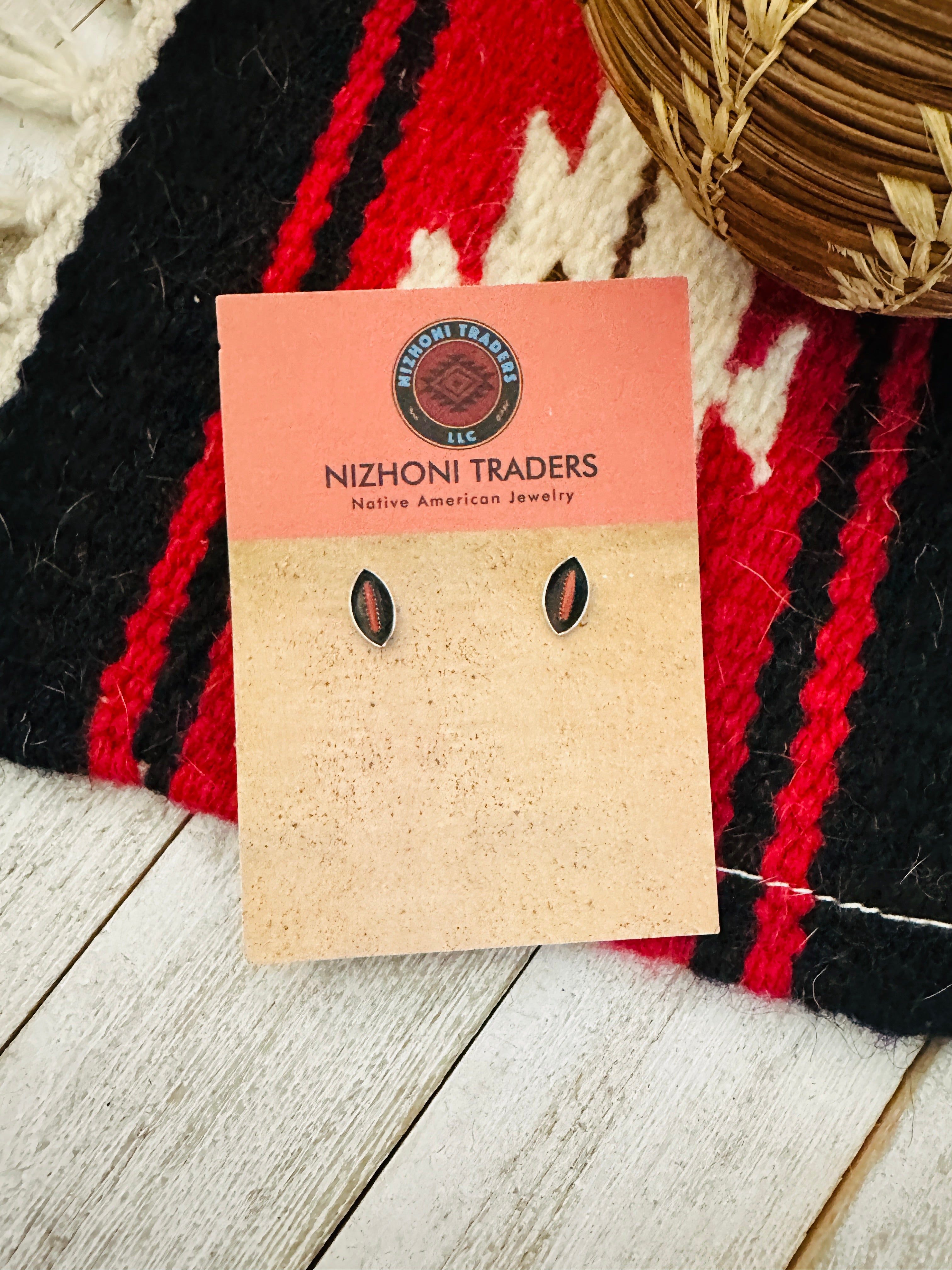 Handcrafted Coral & Sterling Silver Shadowbox Stud Earrings