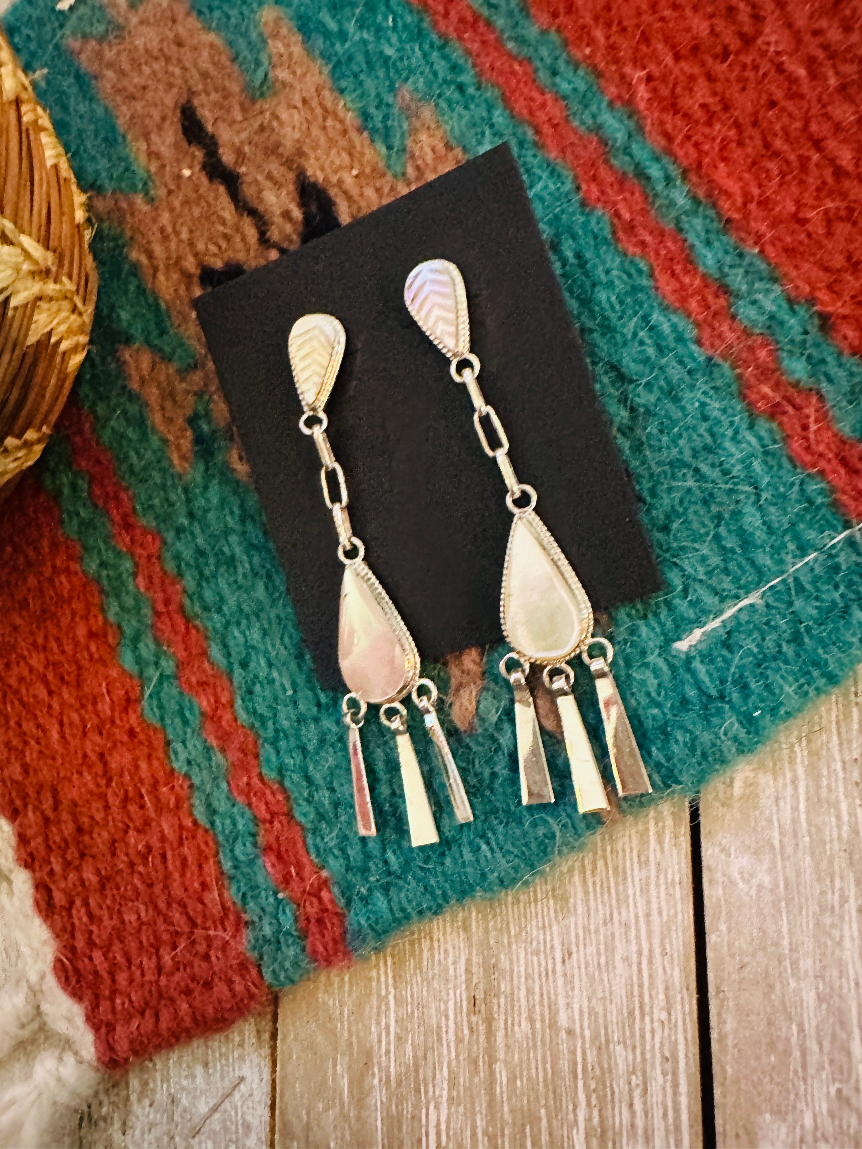 Handcrafted Mother of Pearl & Sterling Silver Dangle Earrings