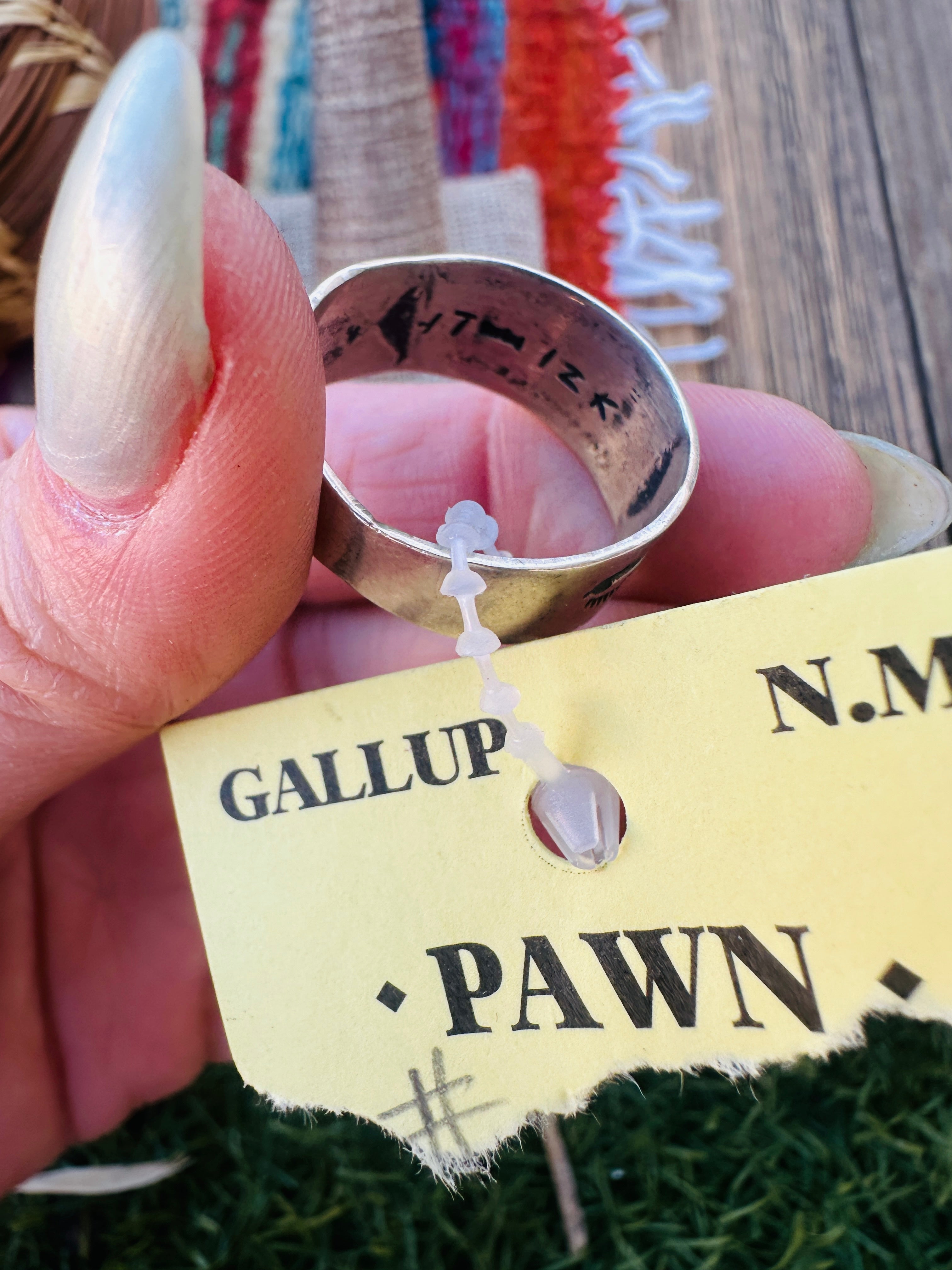 Old Pawn Handcrafted Copper & Sterling Silver Storyteller Band Ring Size 9.75