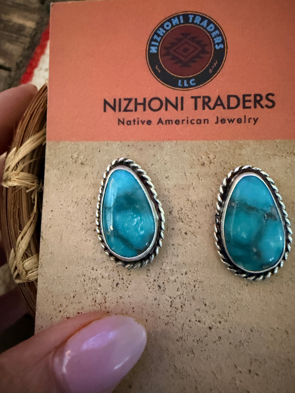 Handcrafted Turquoise & Sterling Silver Post Earrings