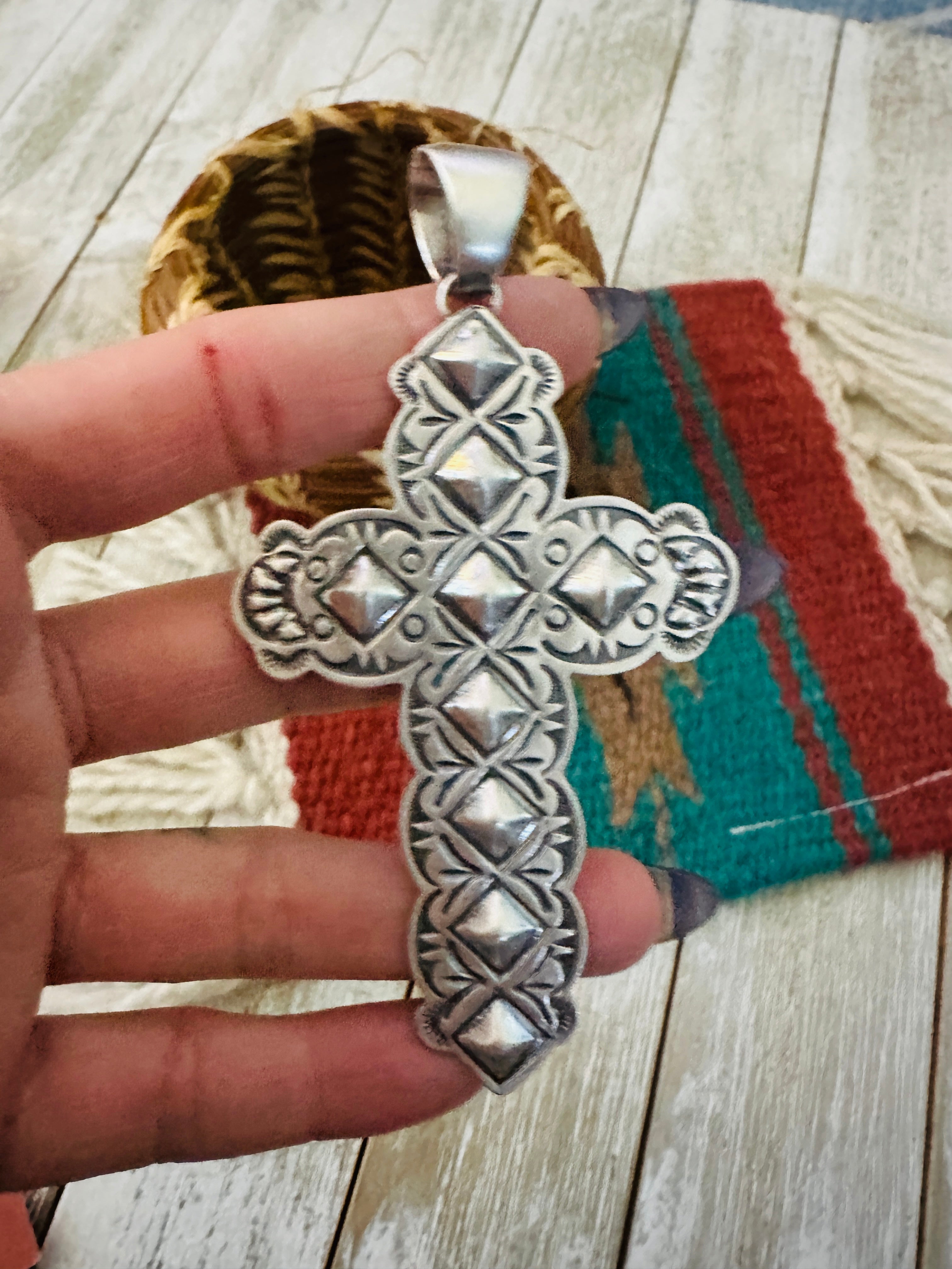 Handcrafted Sterling Silver Cross Pendant by Benson Shorty