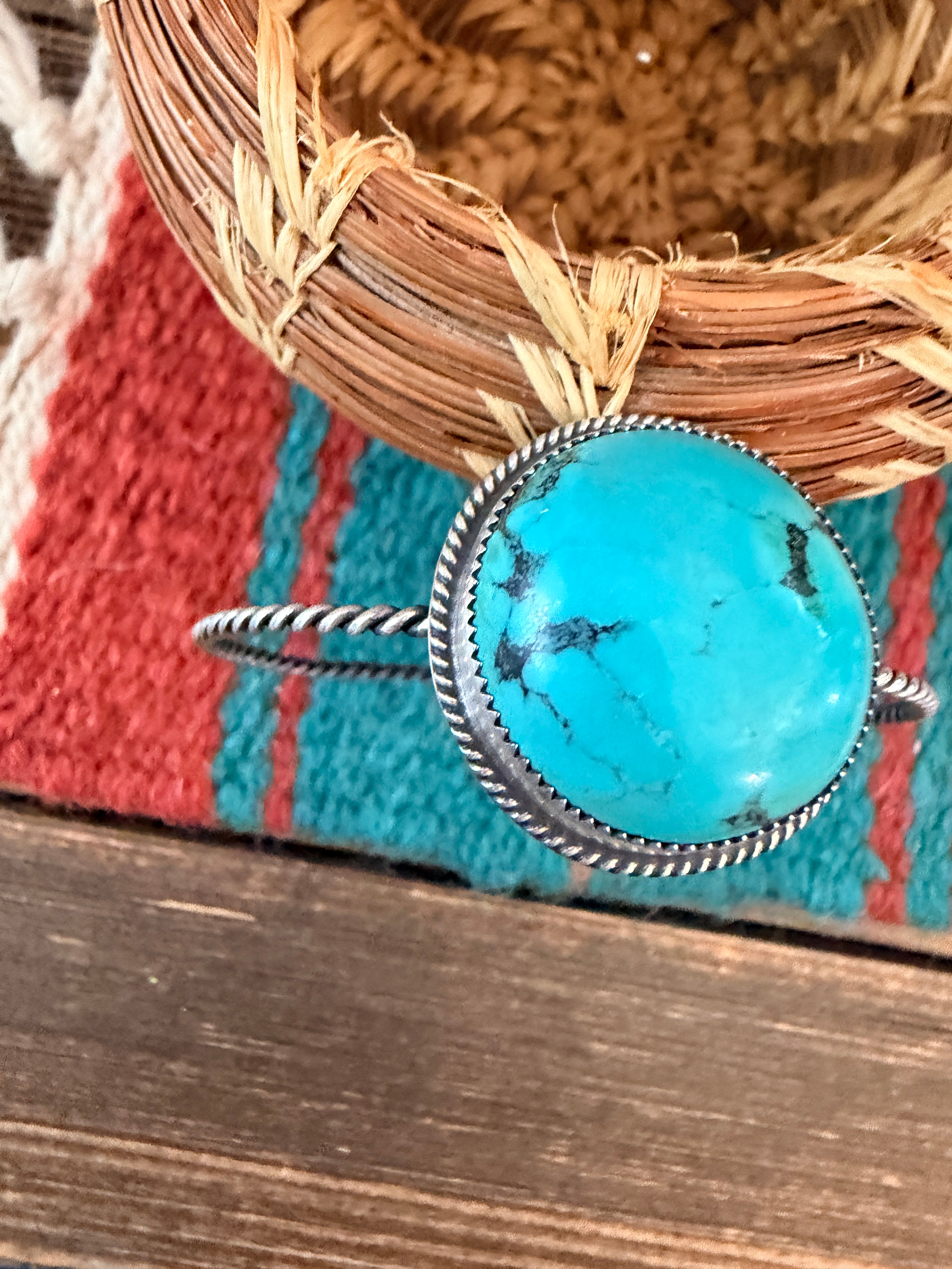 Handmade Turquoise & Sterling Silver Bangle Bracelet