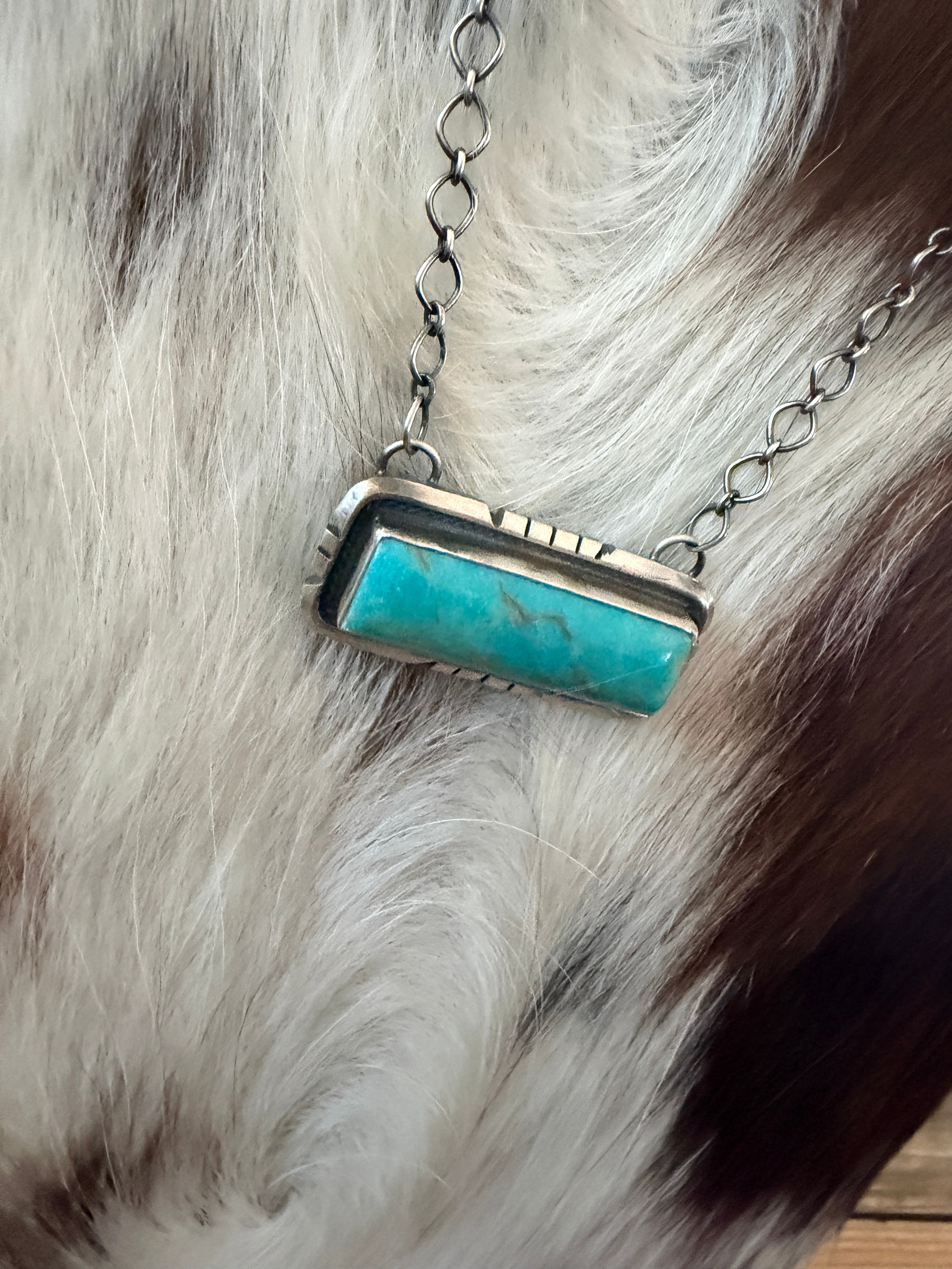 Handcrafted Turquoise & Sterling Silver Bar Necklace