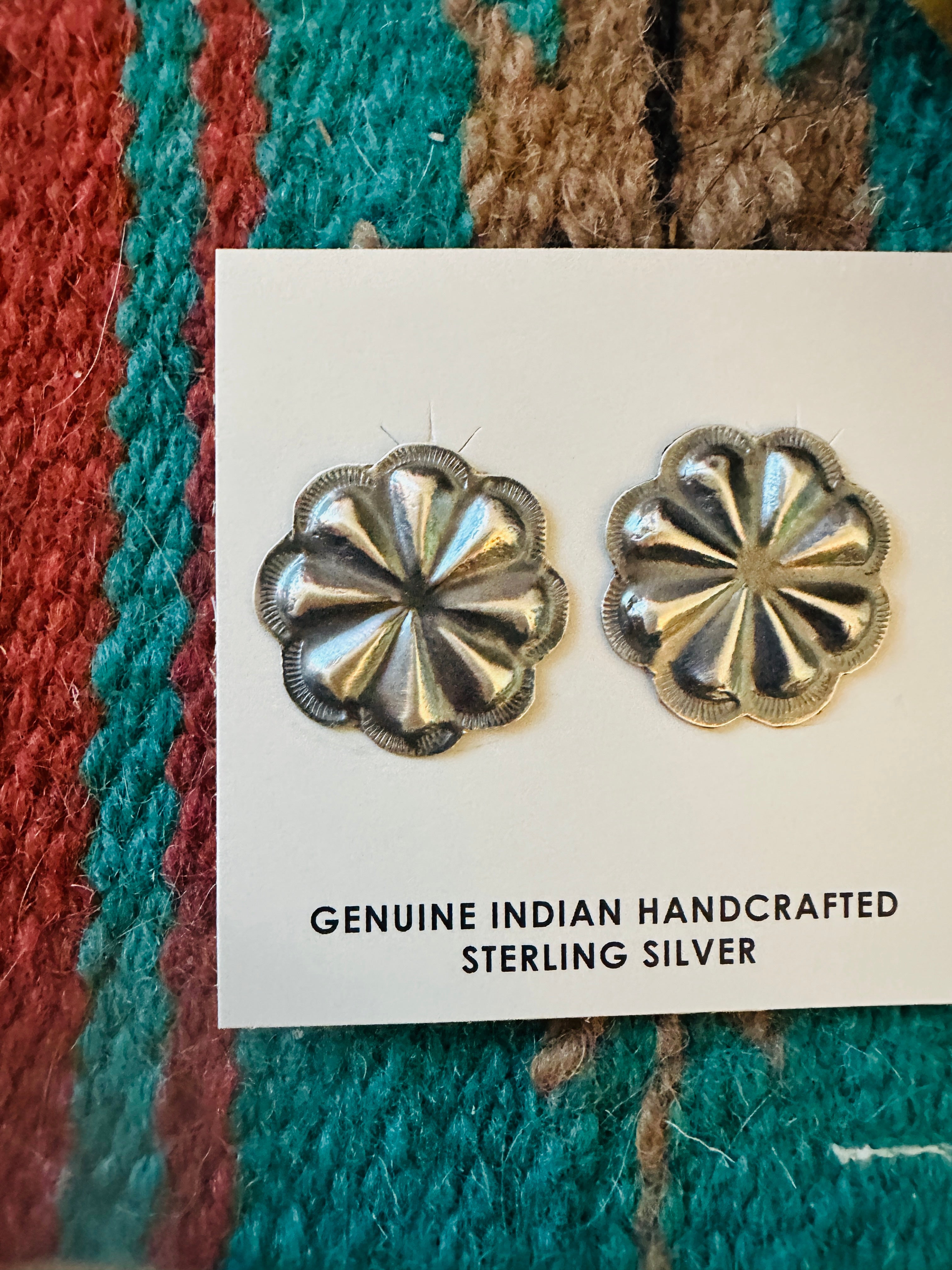 Handcrafted Sterling Silver Concho Stud Earrings