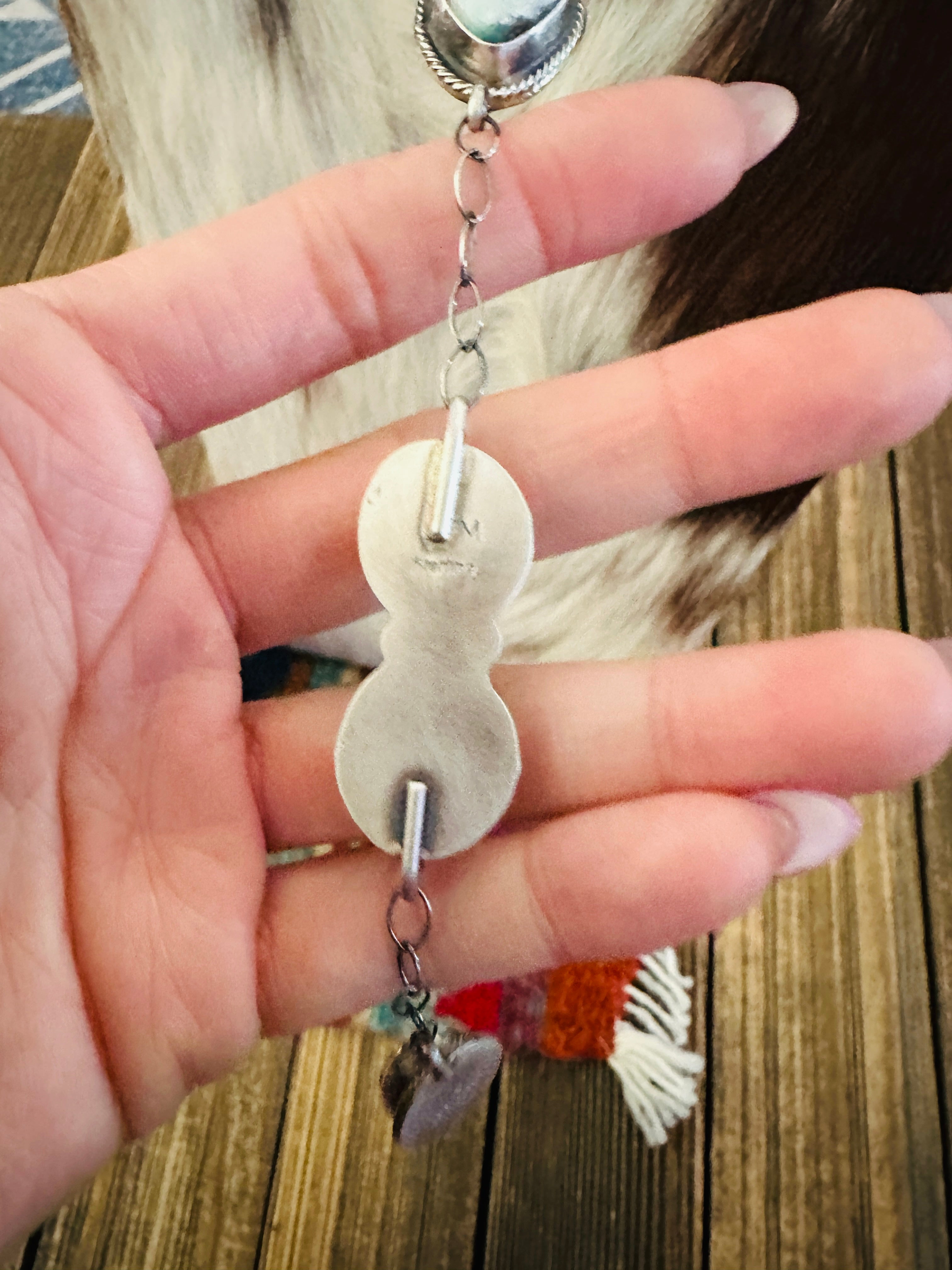 Handcrafted Dry Creek Turquoise & Sterling Silver Lariat Necklace